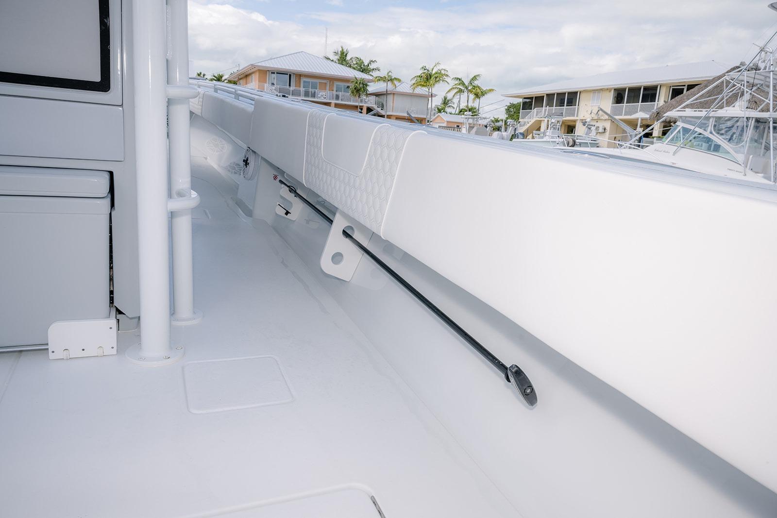 2024 Contender 44 ST boat deck with sleek white design and modern features.
