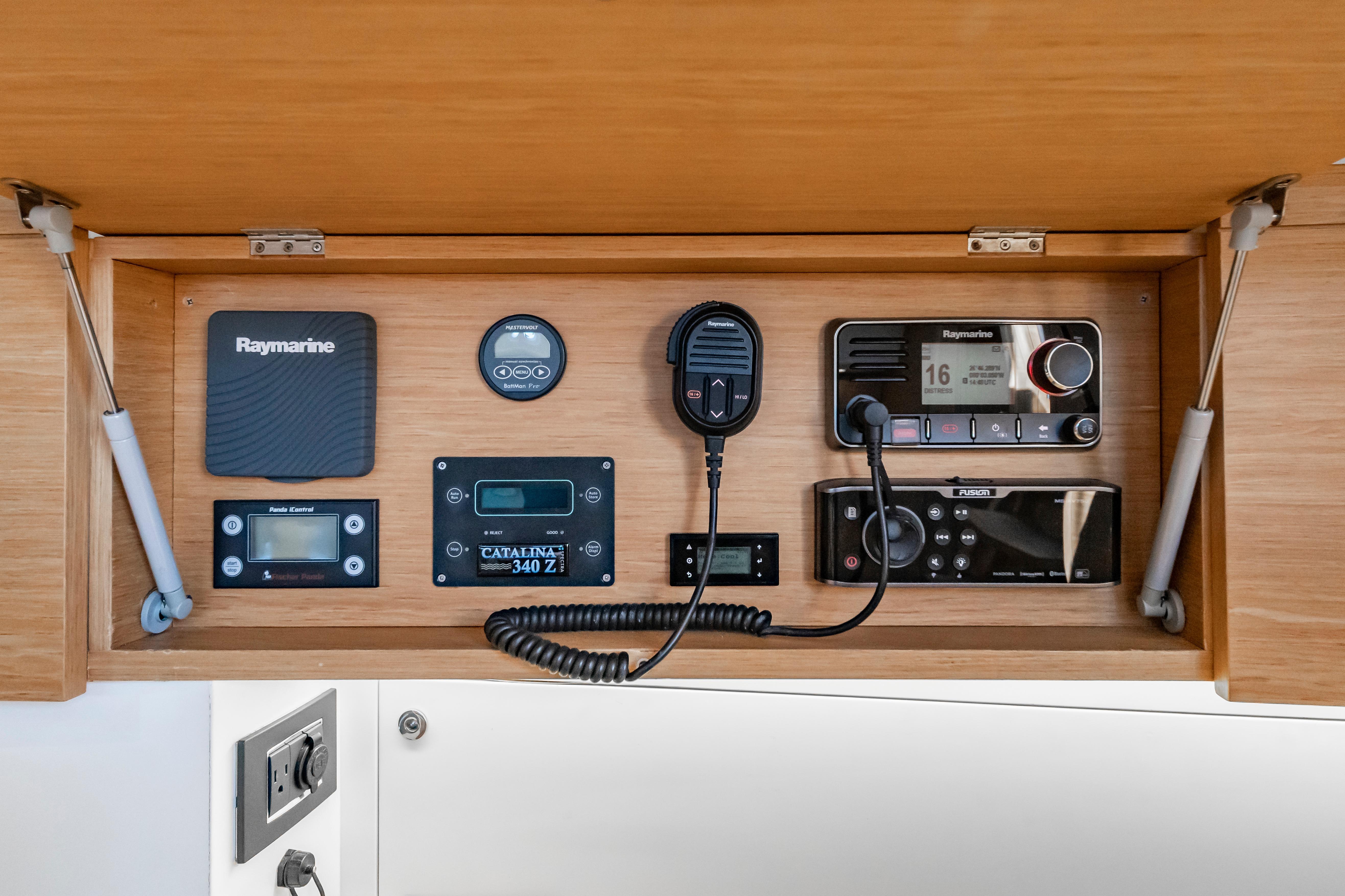 Control panel of a 2016 Grand Soleil 58 yacht with Raymarine equipment.