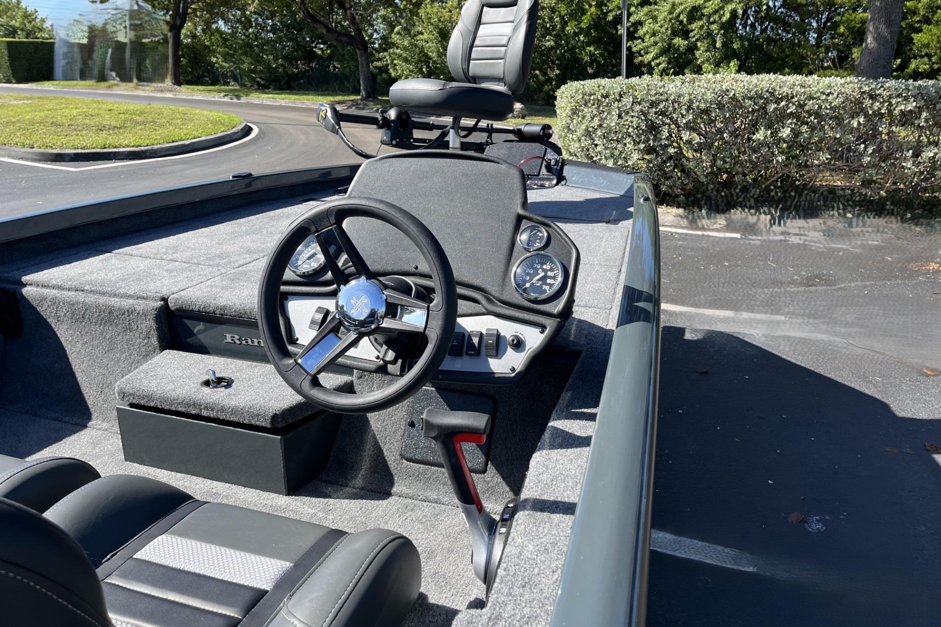 2026 Ranger RT188P boat interior with steering wheel and dashboard controls.