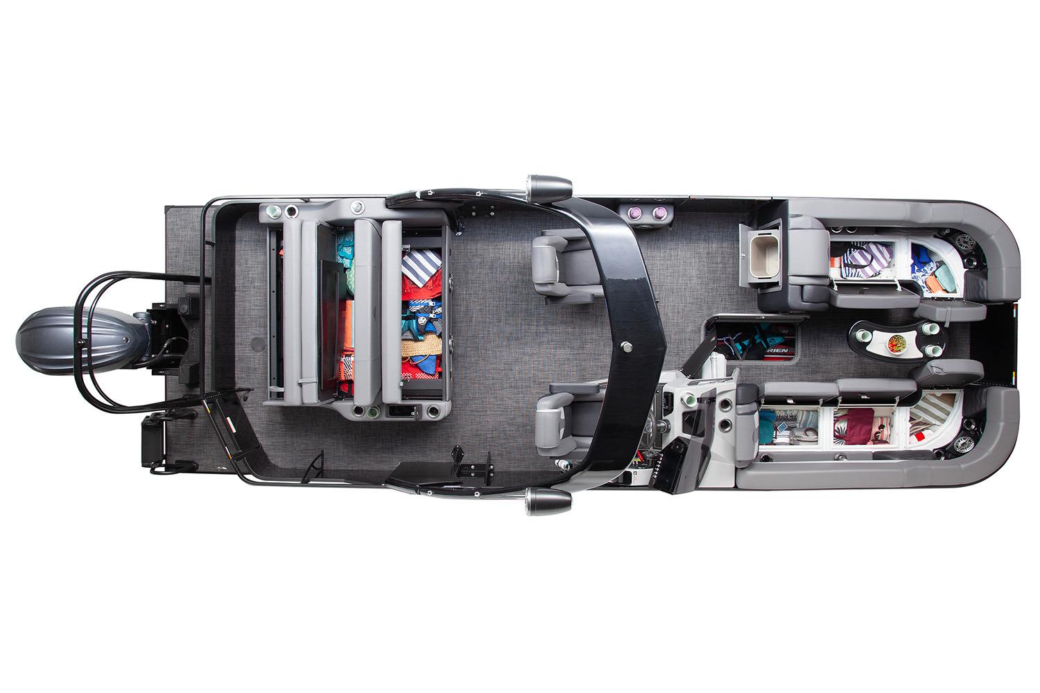 Manufacturer Provided Image: Top view of 2026 SunCatcher Diamond Elite 326 SL pontoon boat interior layout.