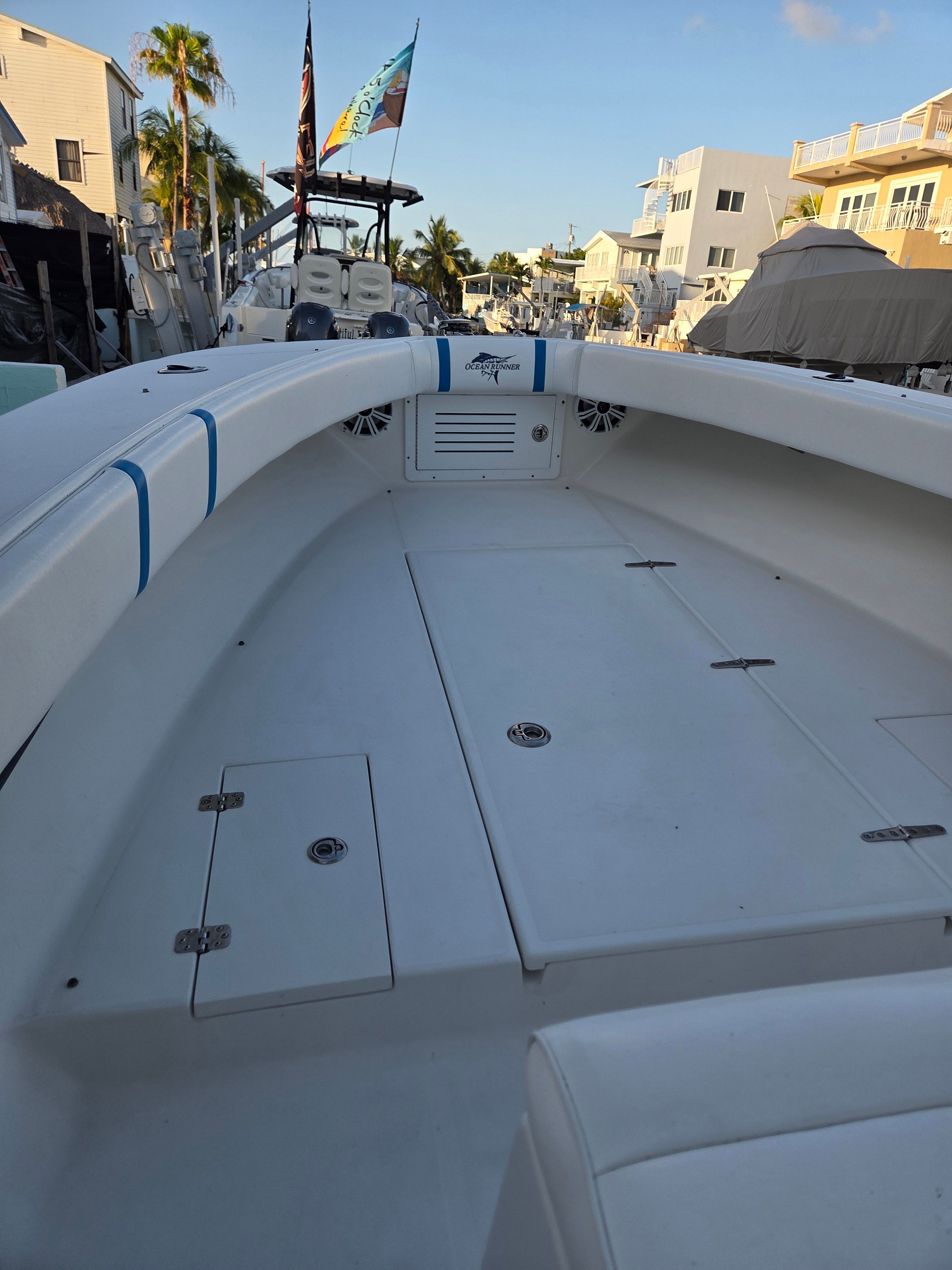 Interior view of a 2012 Ocean Runner 29 boat.