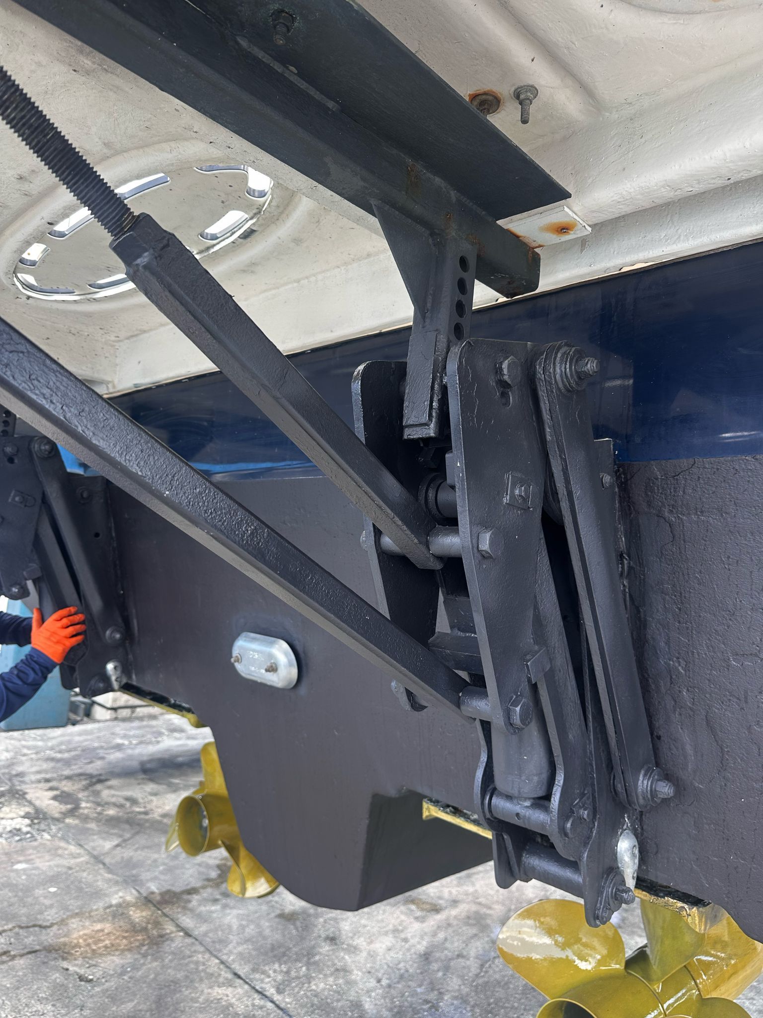 Close-up of a Sea Ray 450 boat component, year 2010.