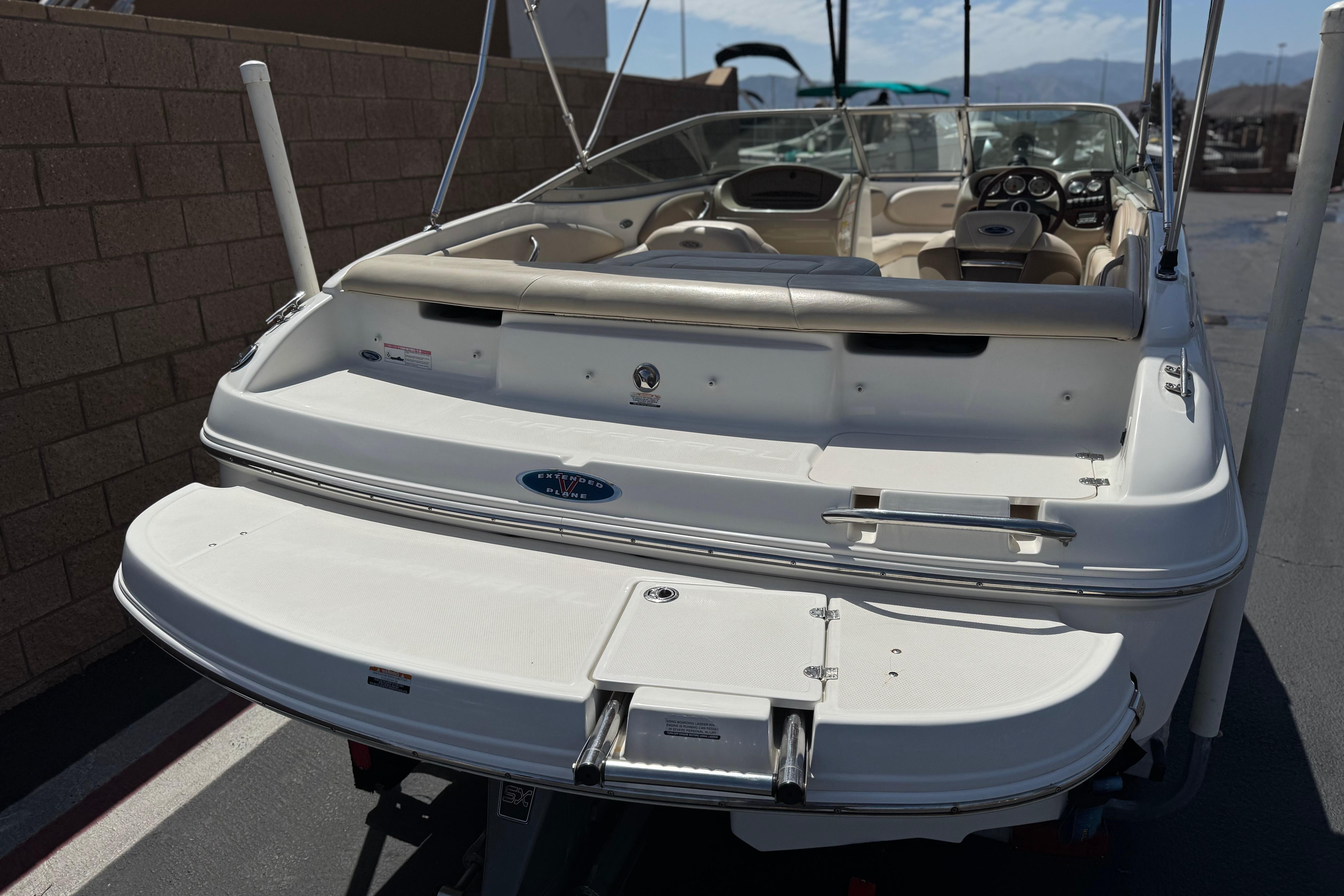 2006 Chaparral 190 SSi boat, rear view, showcasing swim platform and seating area.