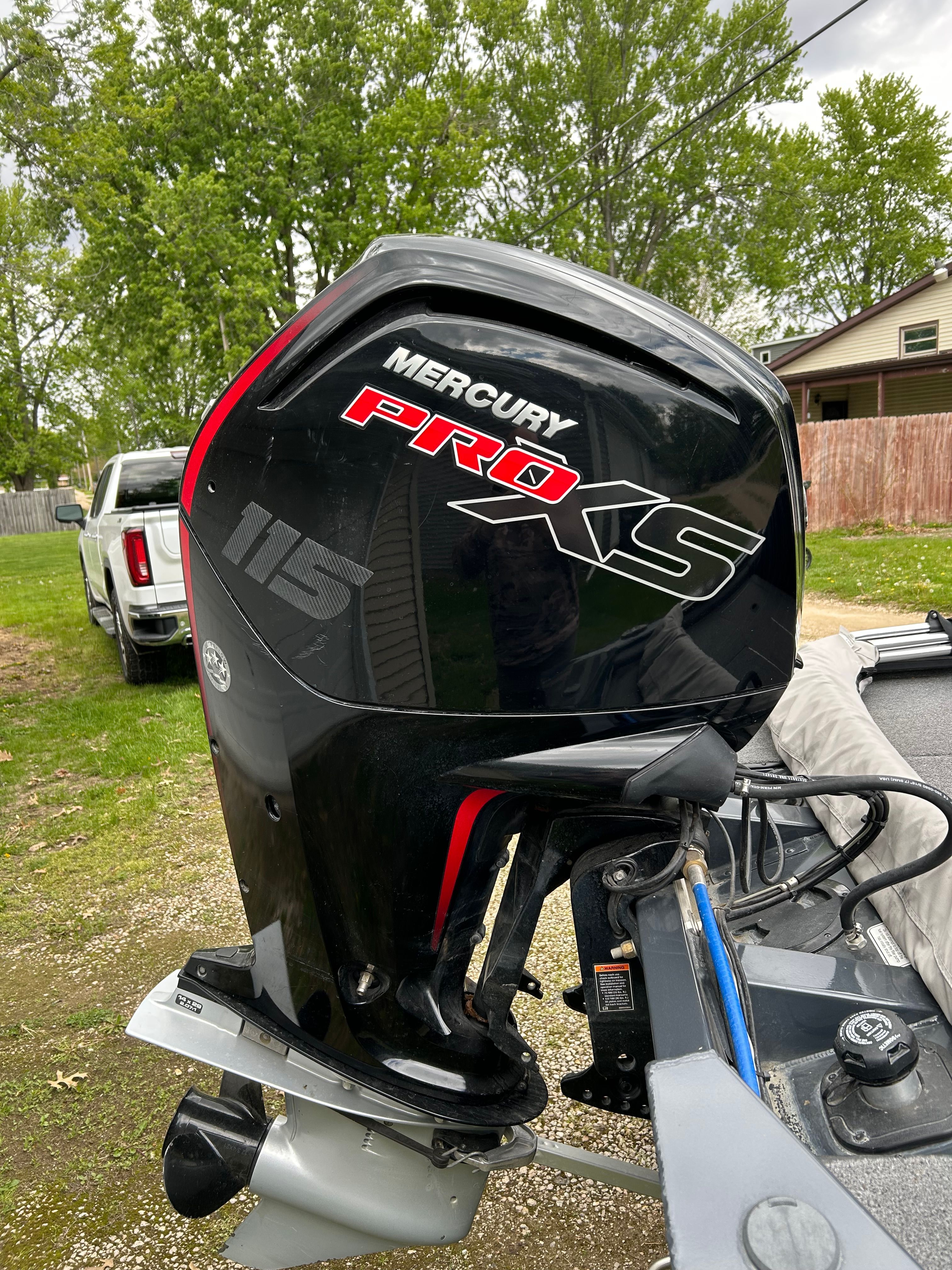 Mercury Pro XS 115 outboard motor on Tracker Pro Team 190 TX, 2021.