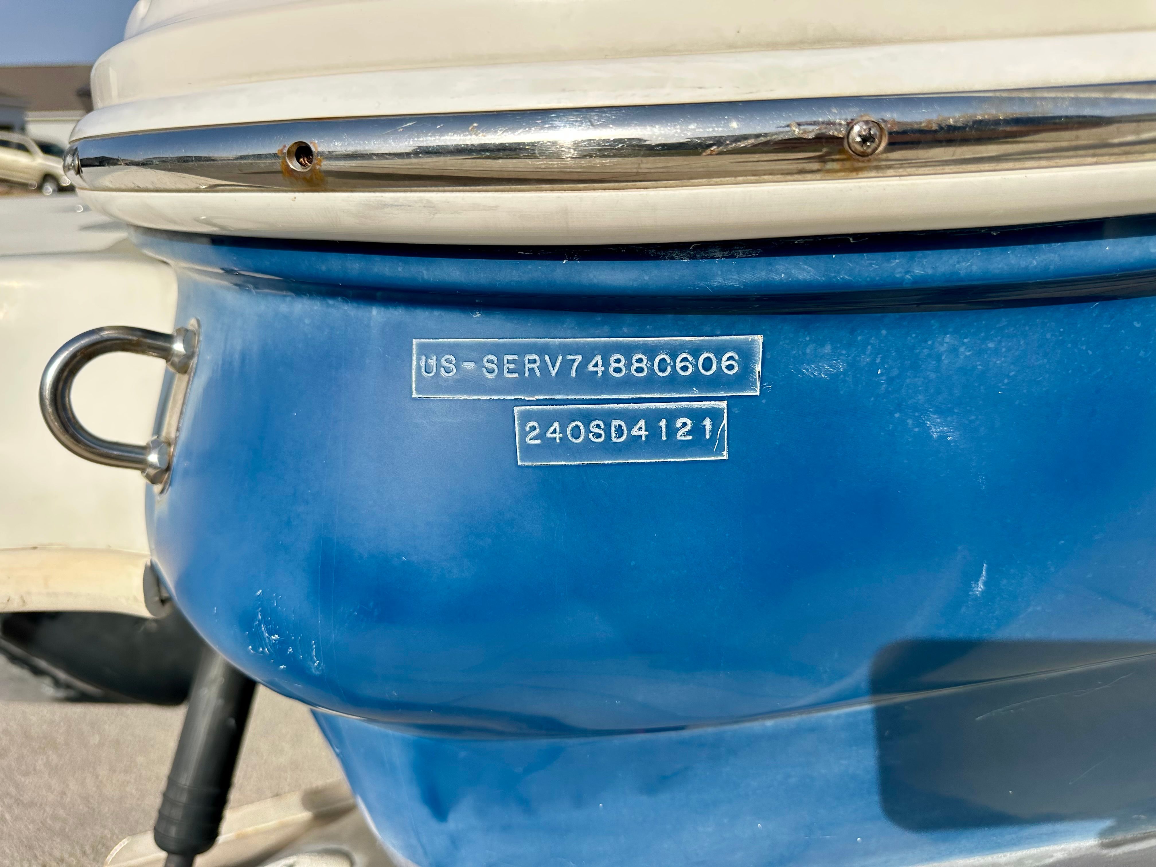 Serial number on blue hull of 2006 Sea Ray 240 Sundeck.