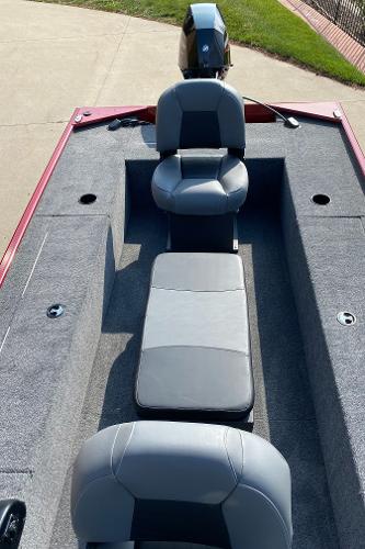 2025 Tracker Panfish 17 boat interior with seating and motor, viewed from above.