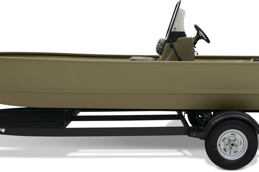2025 Tracker Grizzly 2072 CC boat on trailer, side view.
