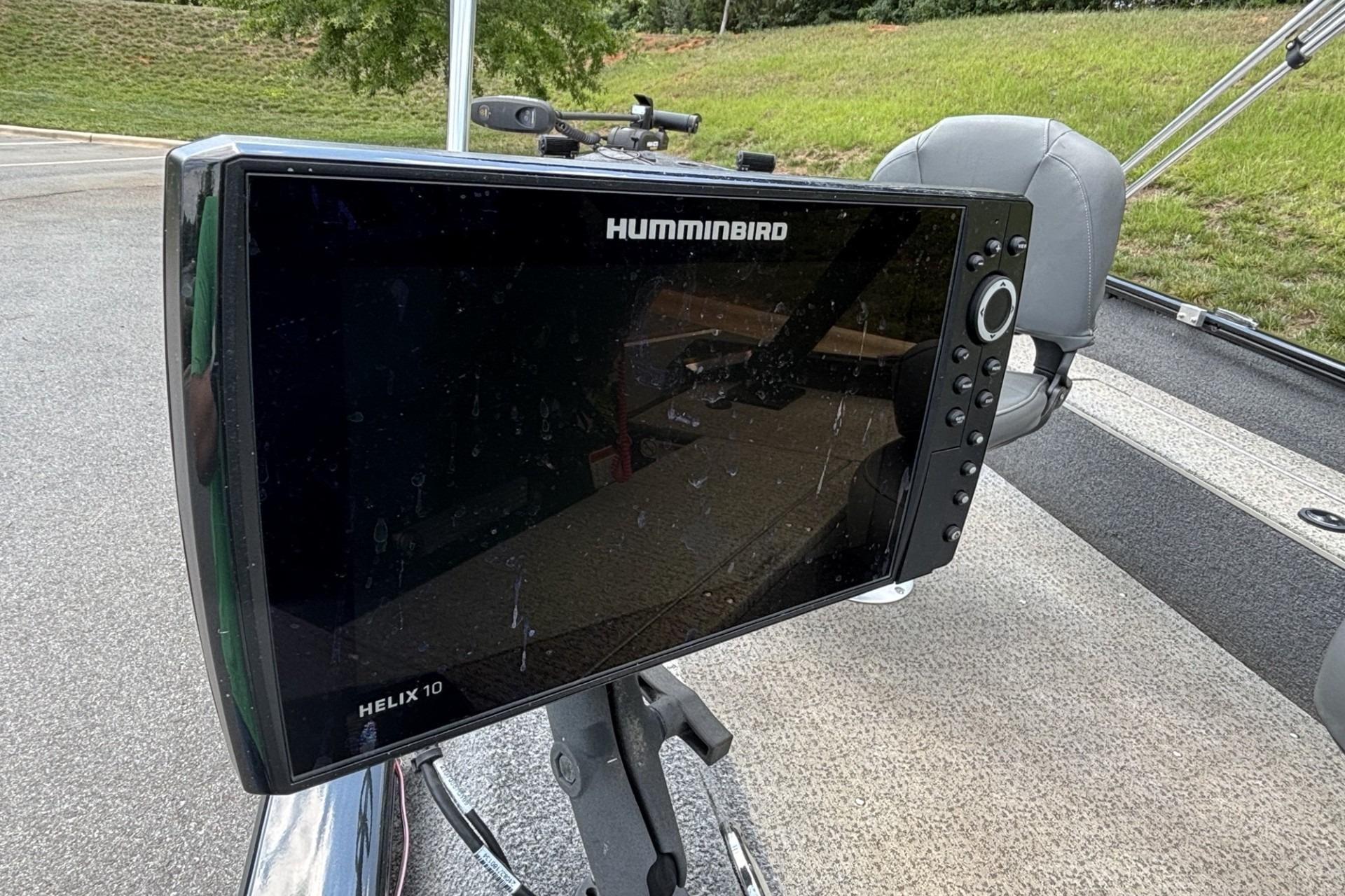 Humminbird Helix 10 fish finder on 2022 Tracker Super Guide V-16 T boat.