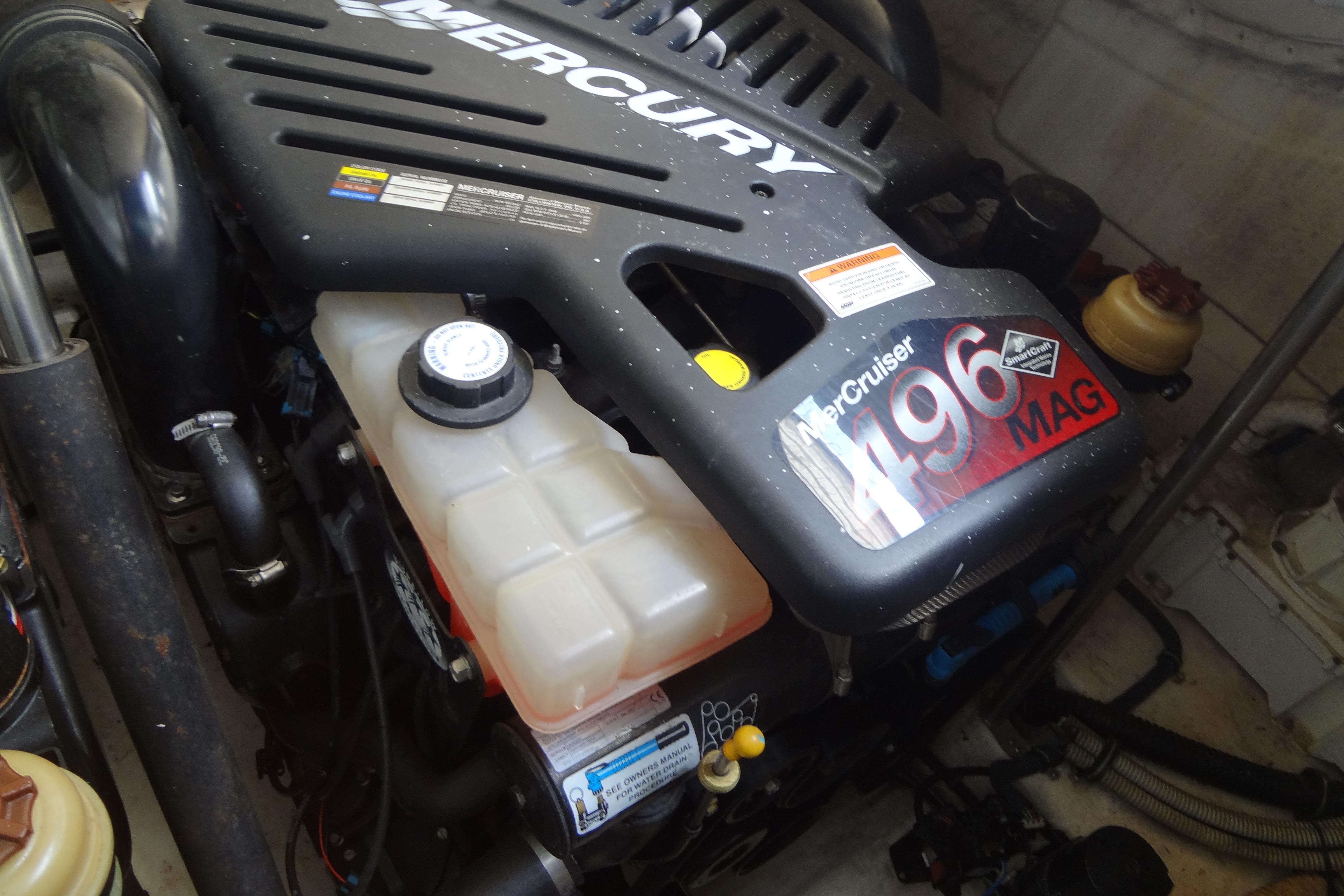 Engine of a 2007 Formula 34 Performance Cruiser with MerCruiser 496 MAG.