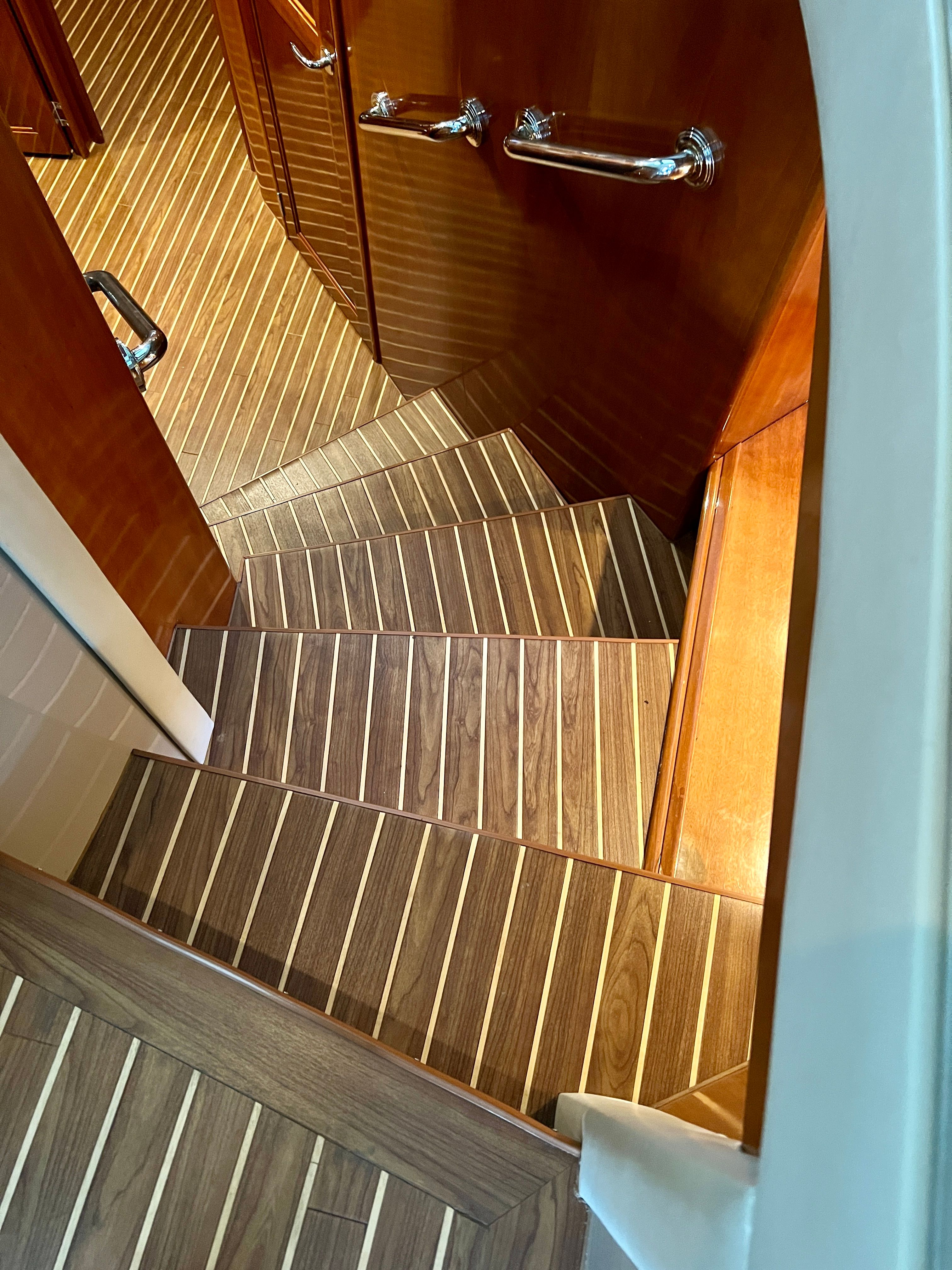 Staircase inside 2005 Carver 560 Voyager Sky yacht.