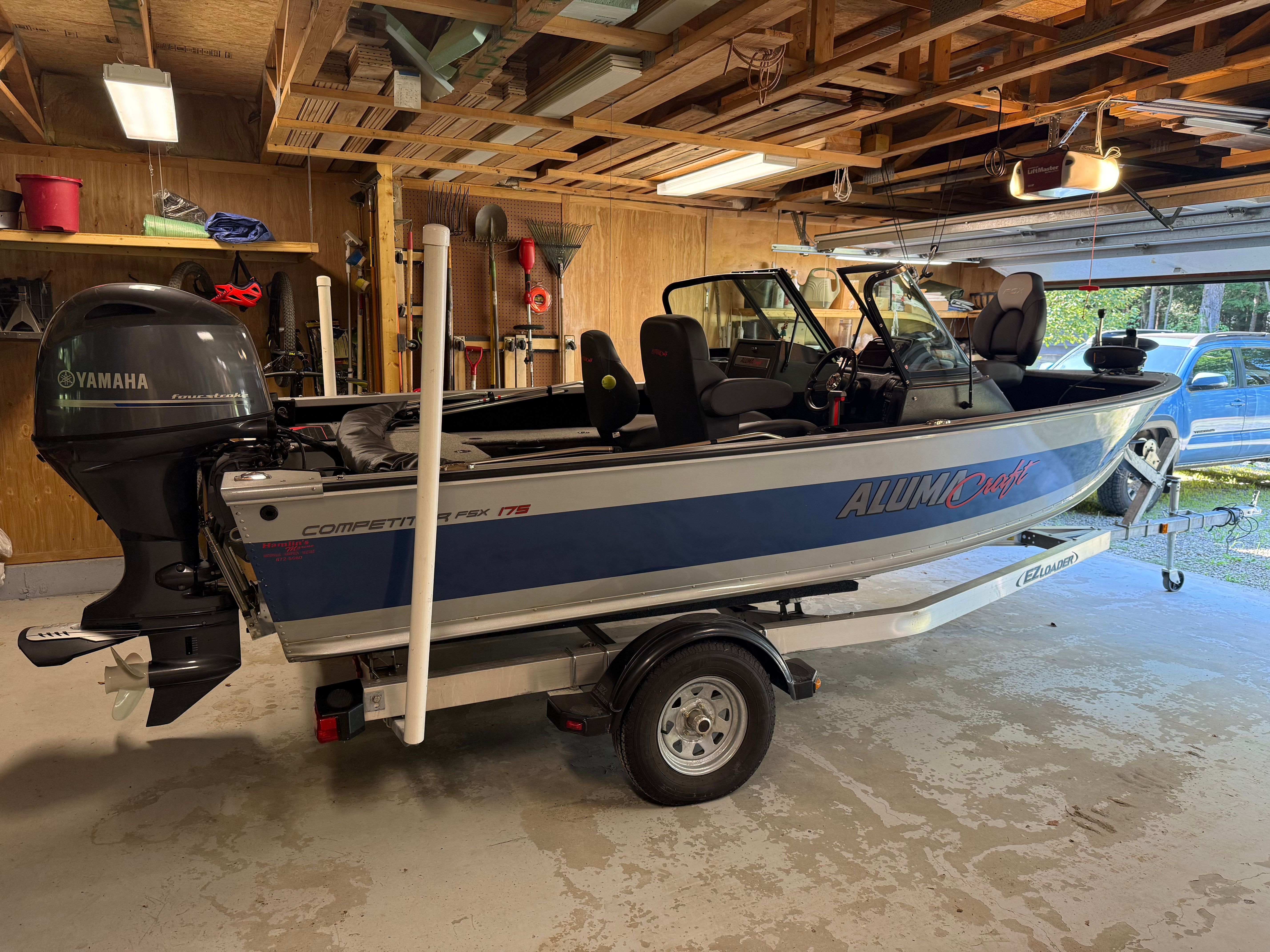 2022 Alumacraft Competitor 175 Sport in a garage.