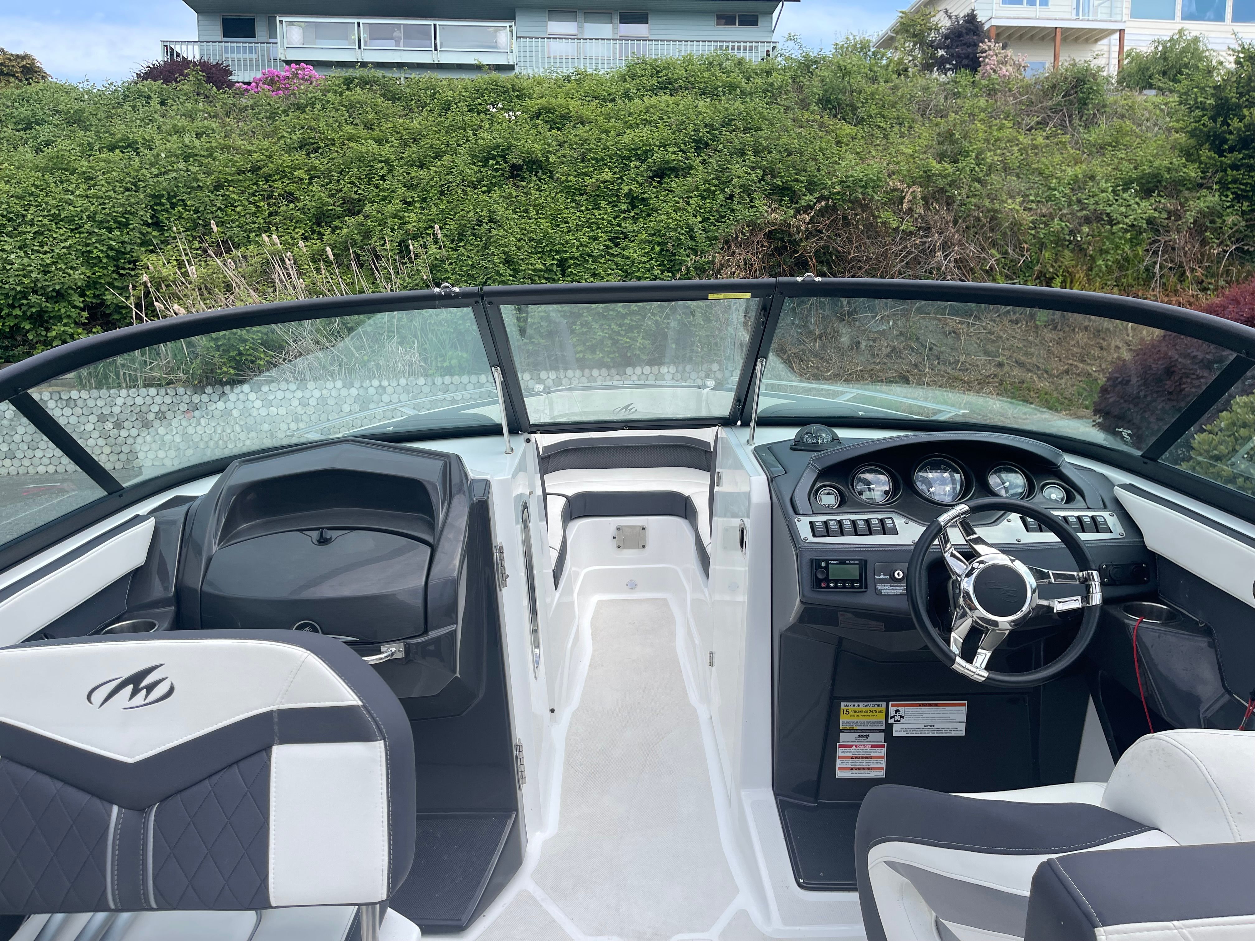 Interior of a 2019 Monterey 258SS Super Sport boat.