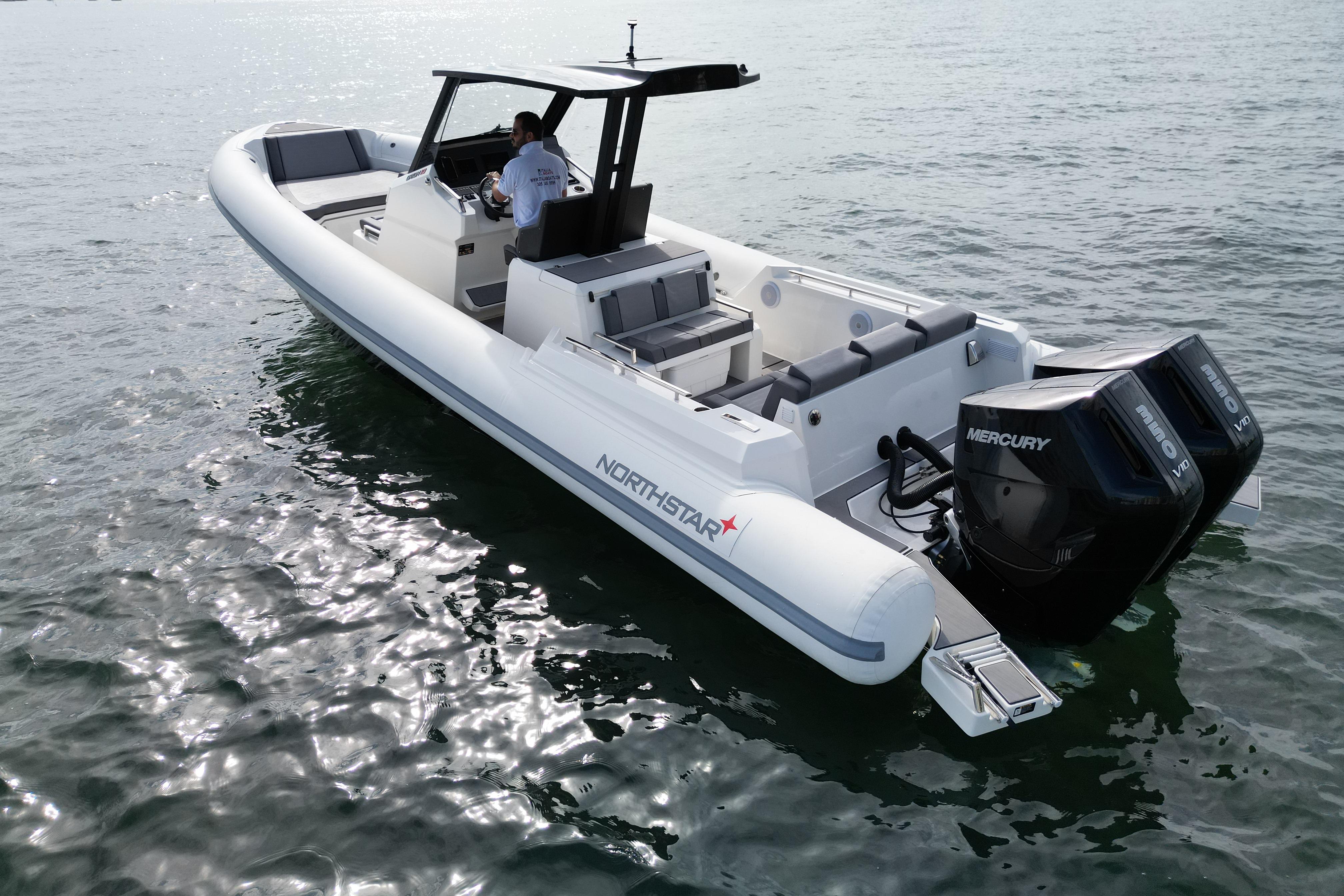 2026 Northstar ORION 10 boat with dual Mercury engines on the water.
