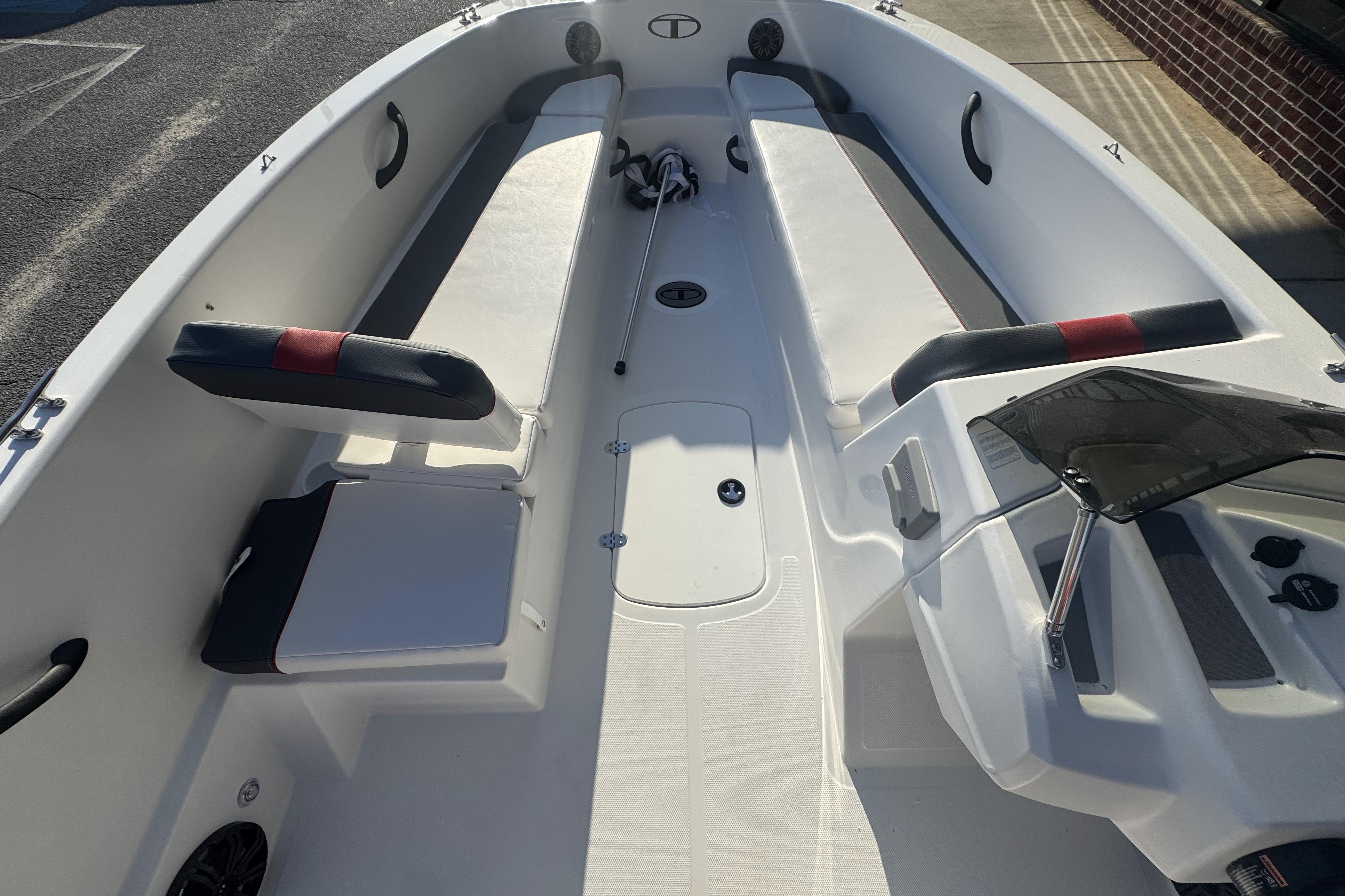 2026 Tahoe T18 boat interior with sleek seating and modern design features.