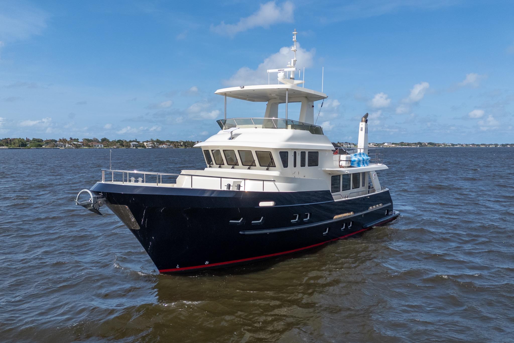 2022 Alm Trawler Delfino 64 yacht by Jachtbouw De Alm on open water.