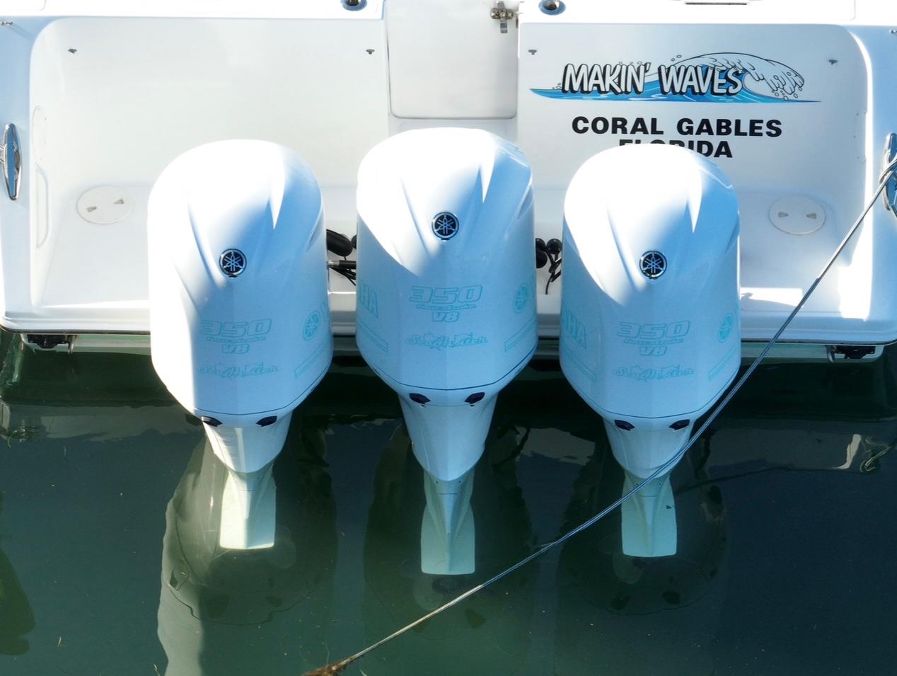 2016 SeaHunter 41 Tournament boat with triple outboard engines in Coral Gables, Florida.