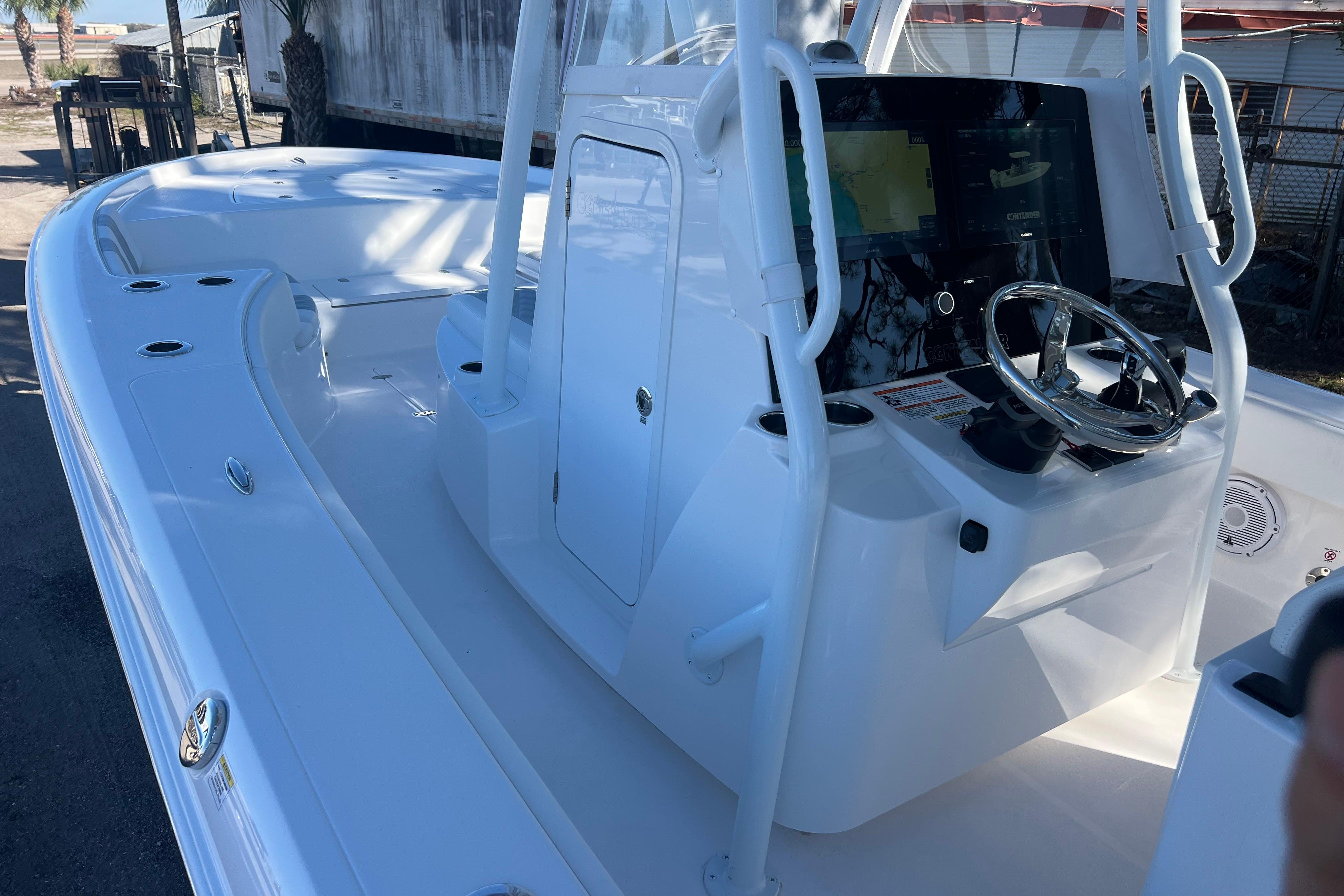 2026 Contender 29 Bay boat interior with modern helm and sleek design.