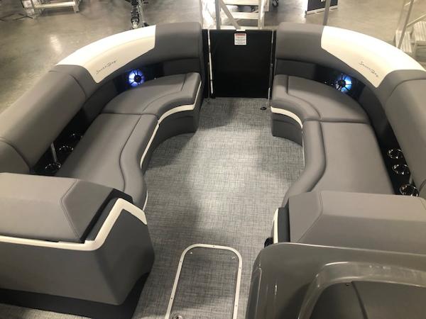 Interior of 2023 South Bay 525 RS 3.0 Arch with gray seating.