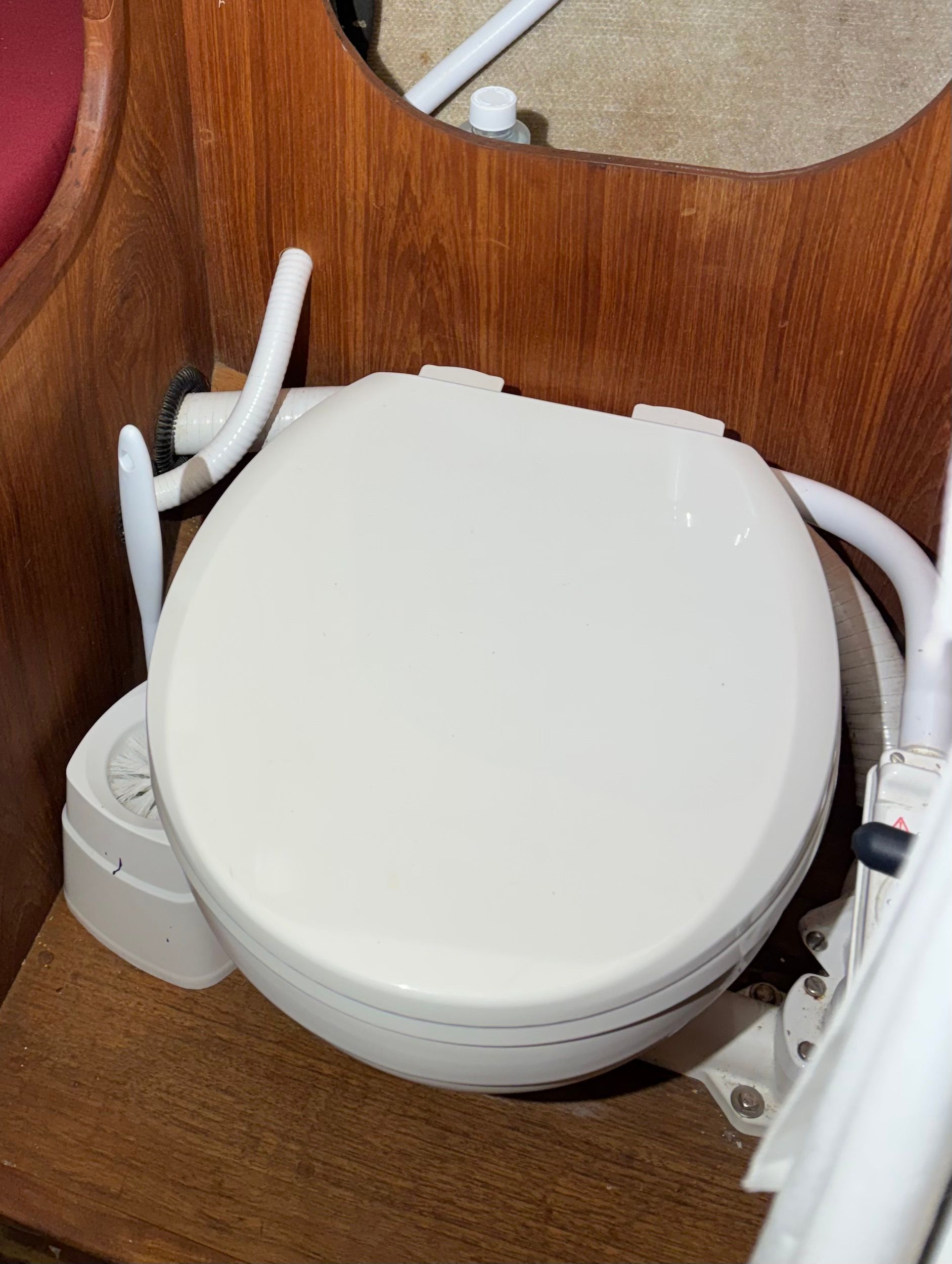 Marine toilet in a 1986 Cape Dory 26 yacht.