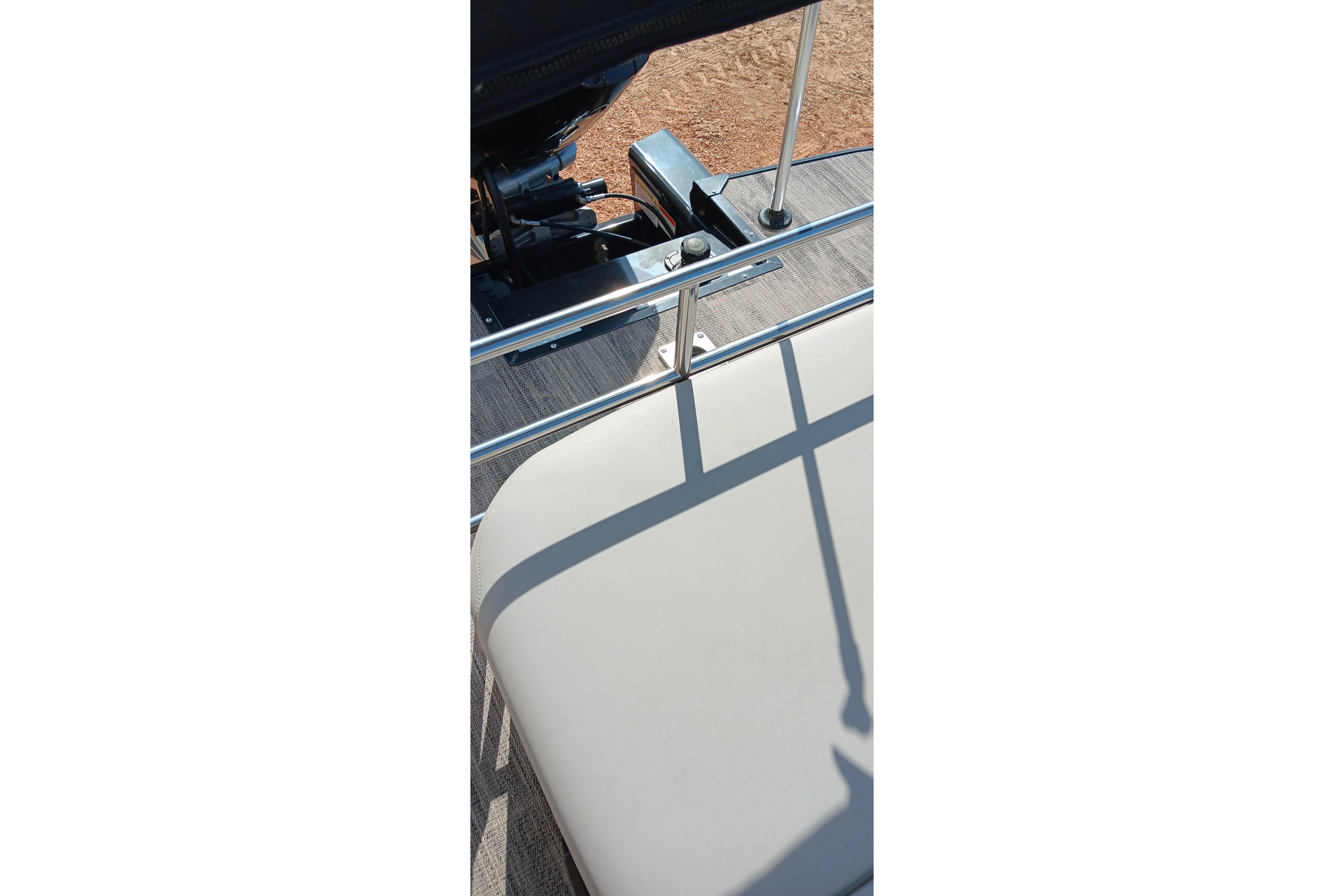 2023 Ranger 2500LS boat interior with seating and railing details.