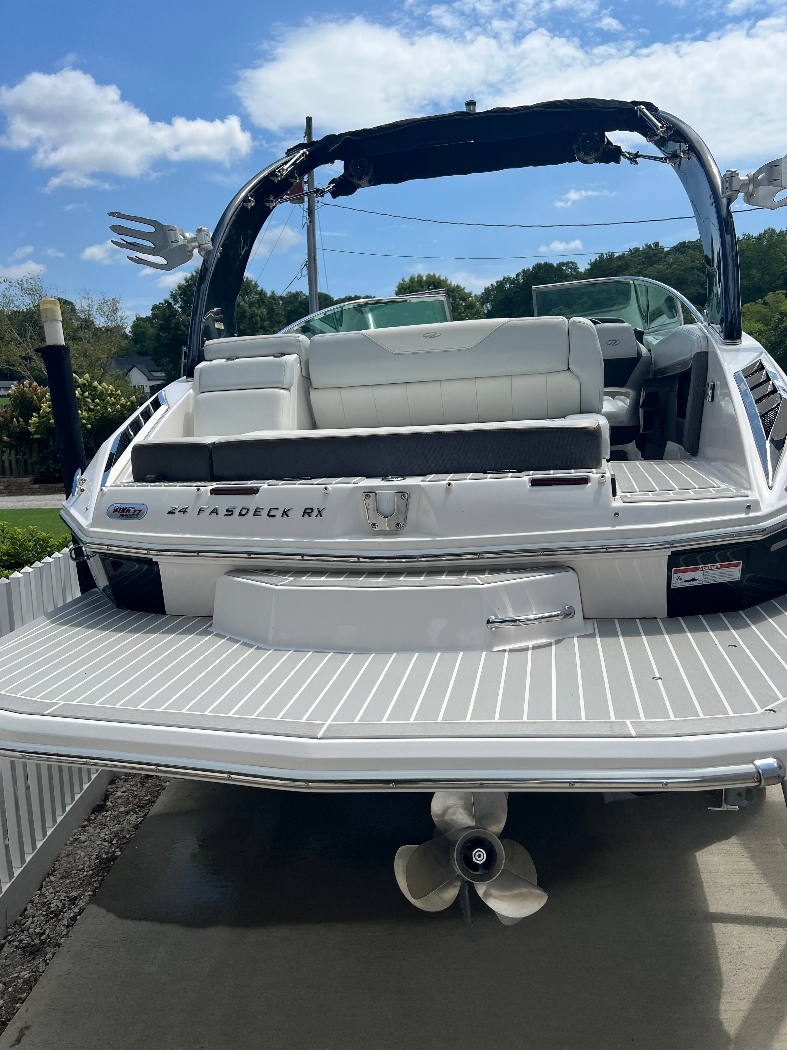 2014 Regal 24 FasDeck RX boat, rear view on trailer.