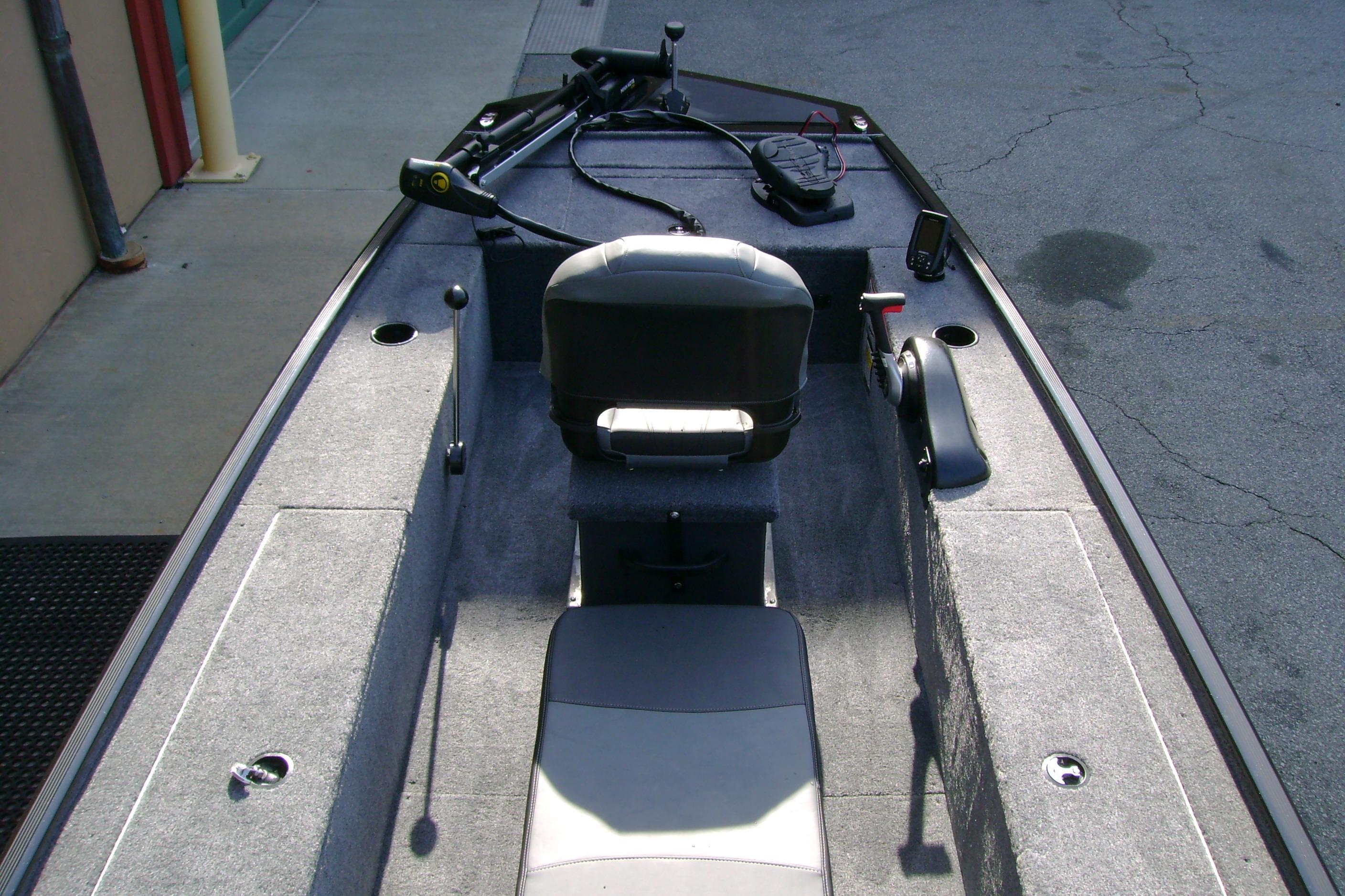 2026 Tracker Panfish 17 boat interior with seating and fishing equipment.