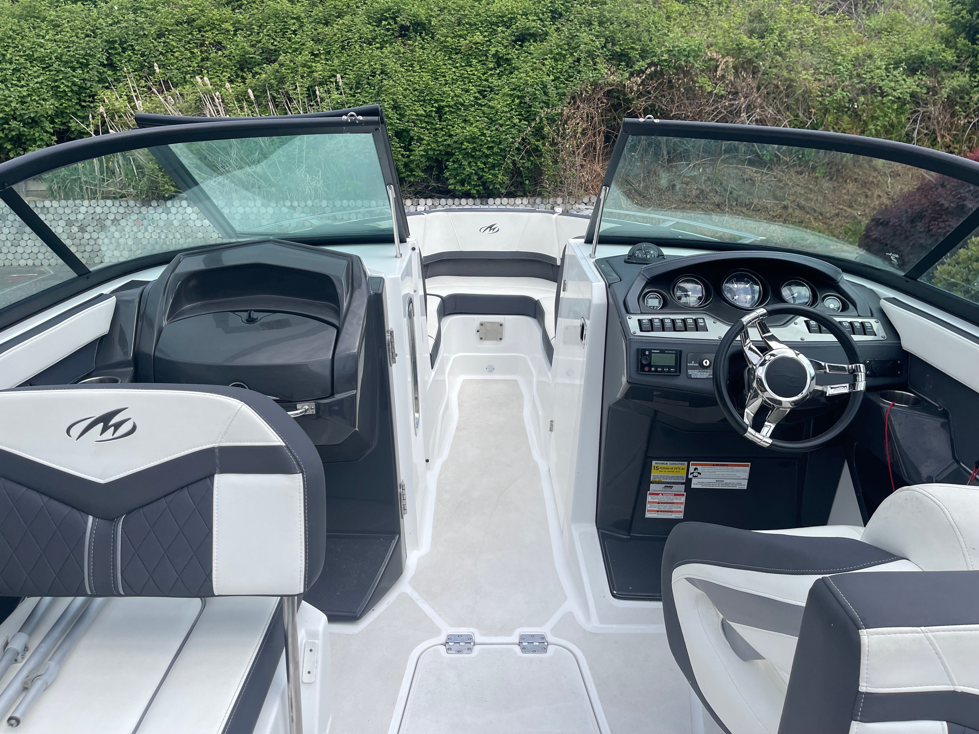 Interior of a 2019 Monterey 258SS Super Sport boat.