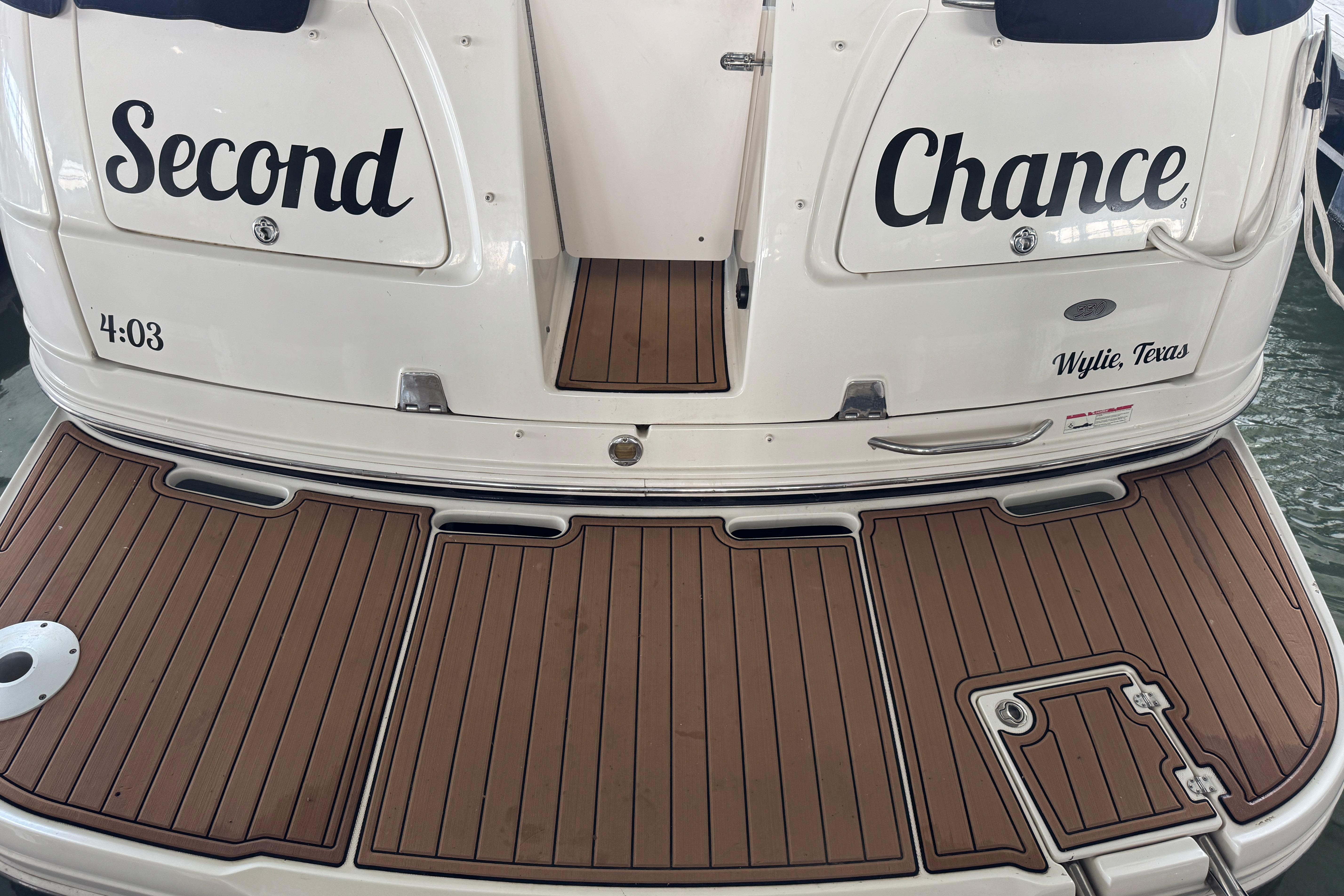 2006 Chaparral 330 Signature boat with "Second Chance" name, docked in Wylie, Texas.