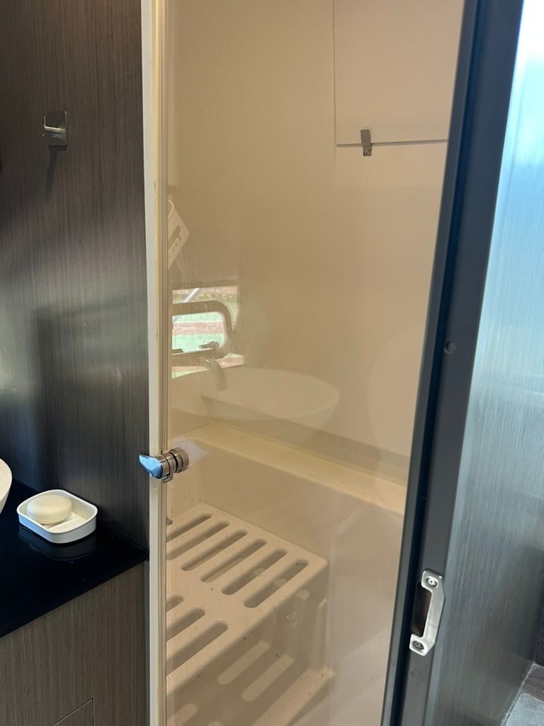 Interior of 2024 Beneteau Gran Turismo 32 with shower.