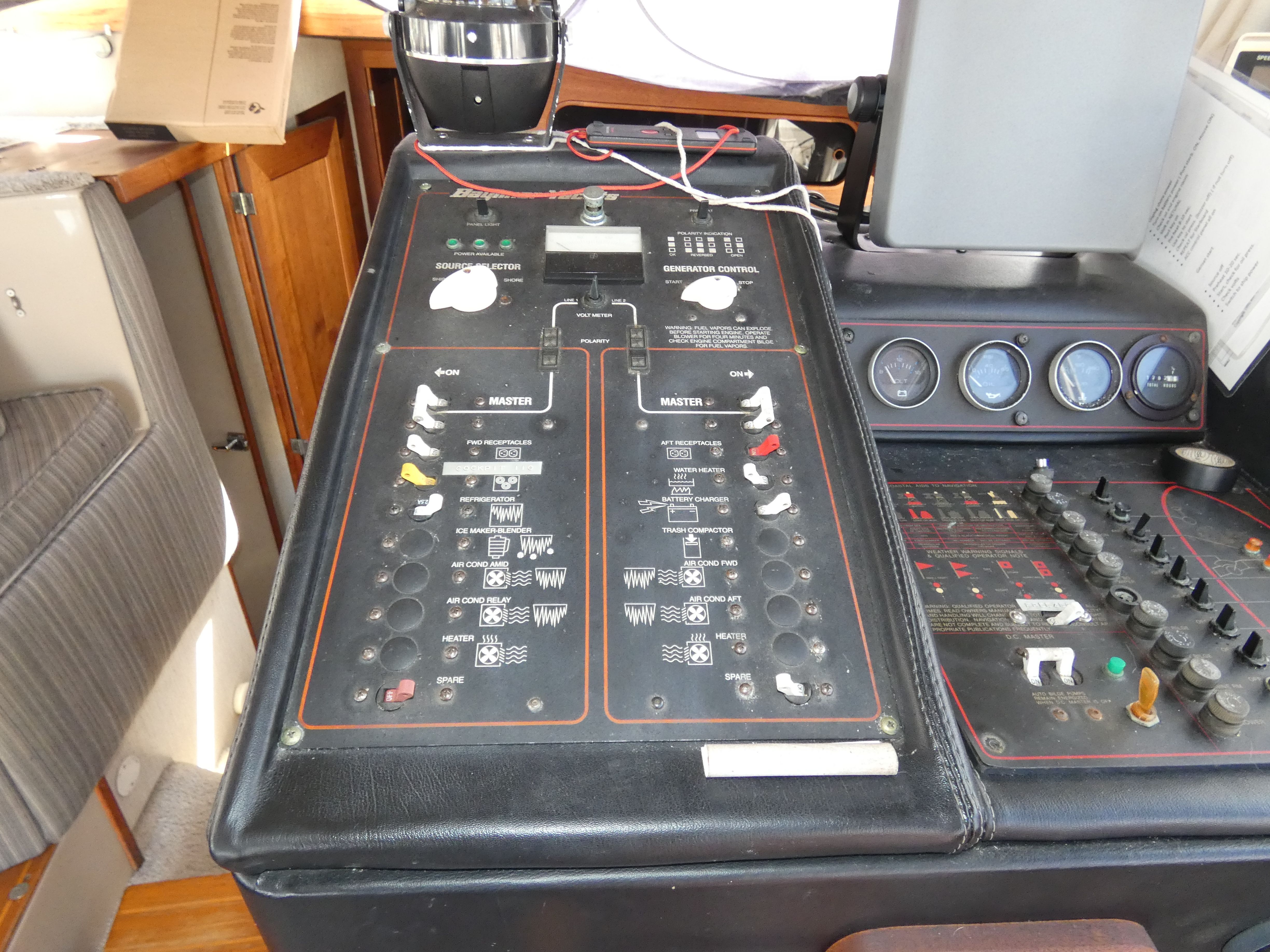 Control panel of 1984 Bayliner 3870 Motoryacht.