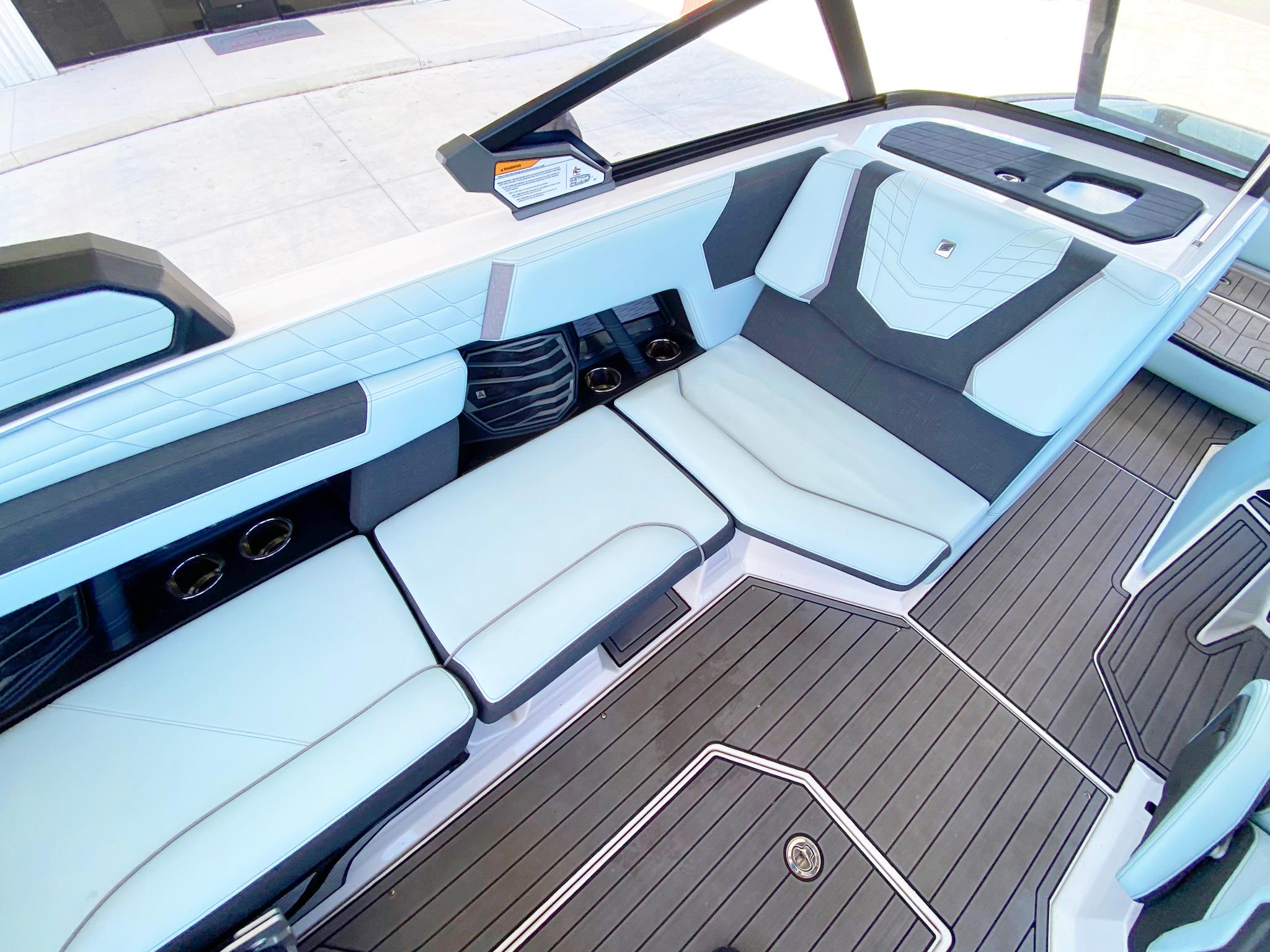 2024 Nautique Super Air Nautique G21 interior with sleek seating and modern design.