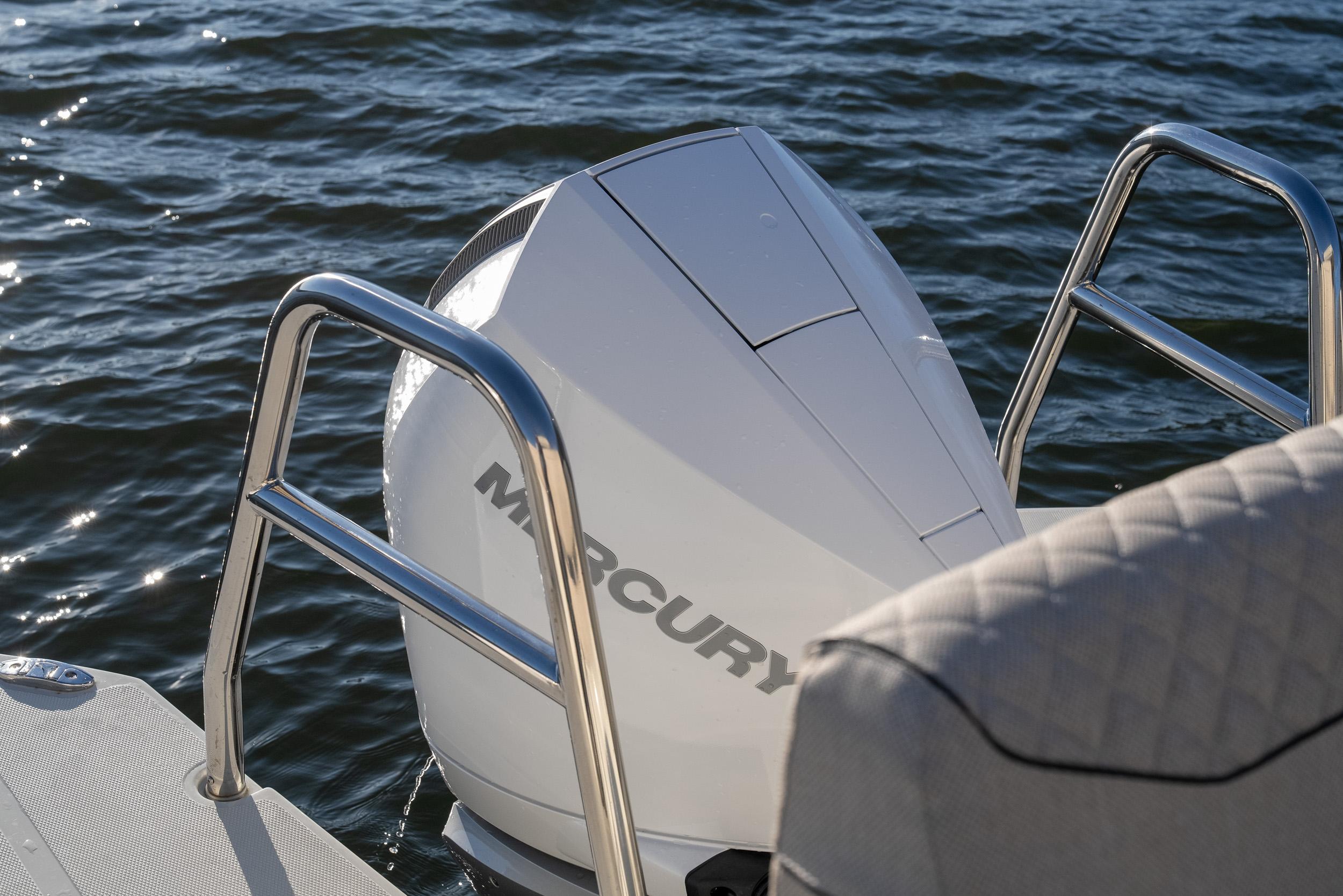 2025 Catamaran YOT 36 with Mercury outboard engine on water.