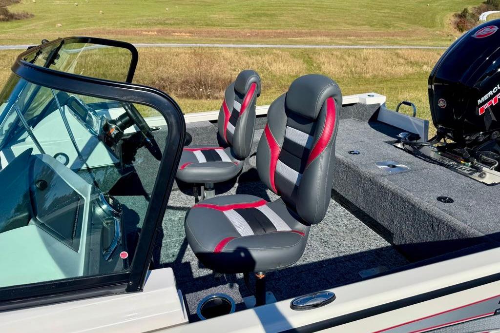 2026 Ranger VS1682SC Angler boat interior with stylish seating and modern dashboard.