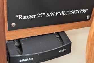 2008 Ranger 2 serial number plate with Simrad WB20 device.