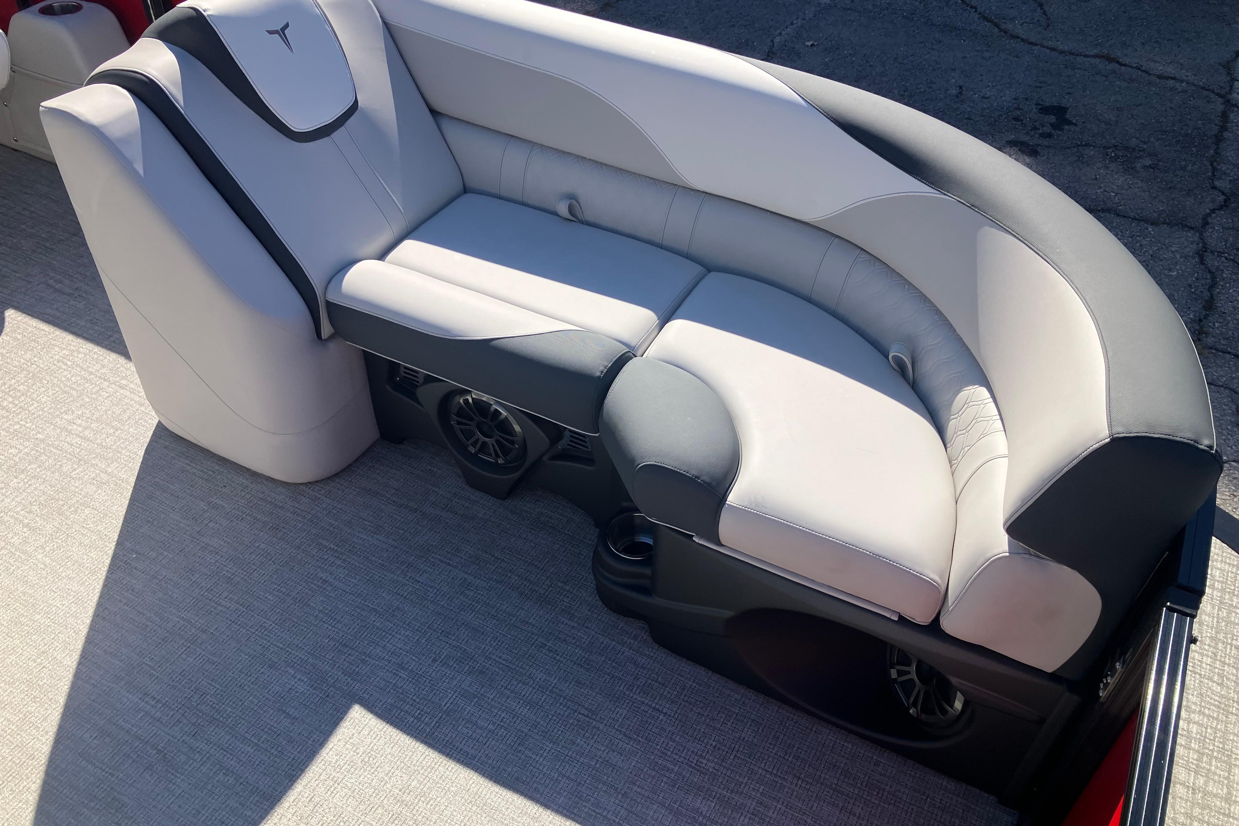 2026 Tahoe Pontoon LTZ Quad Lounger with sleek, modern seating design.