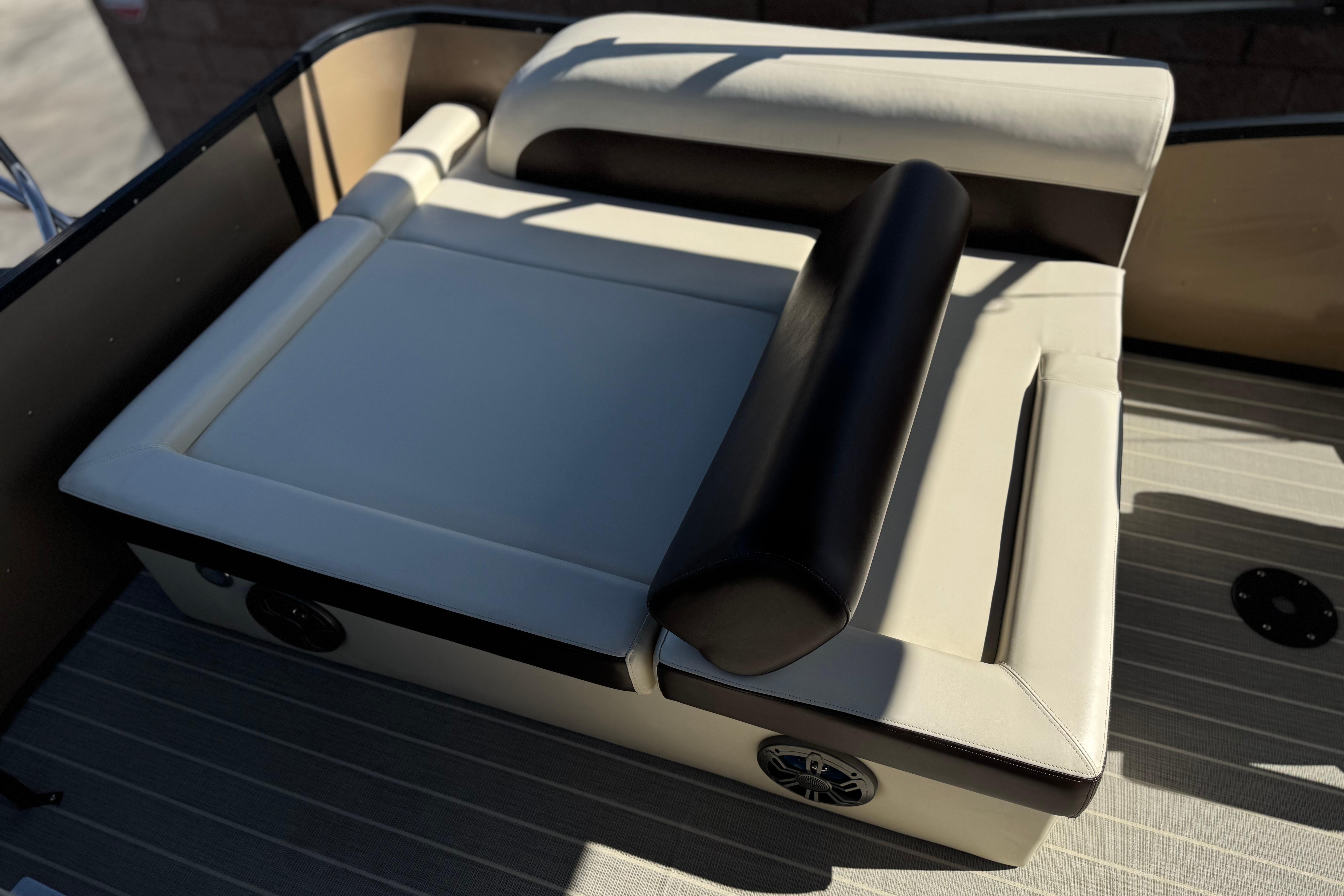 Luxurious seating on 2023 Lexington 623 ST Xtreme boat, featuring premium upholstery.