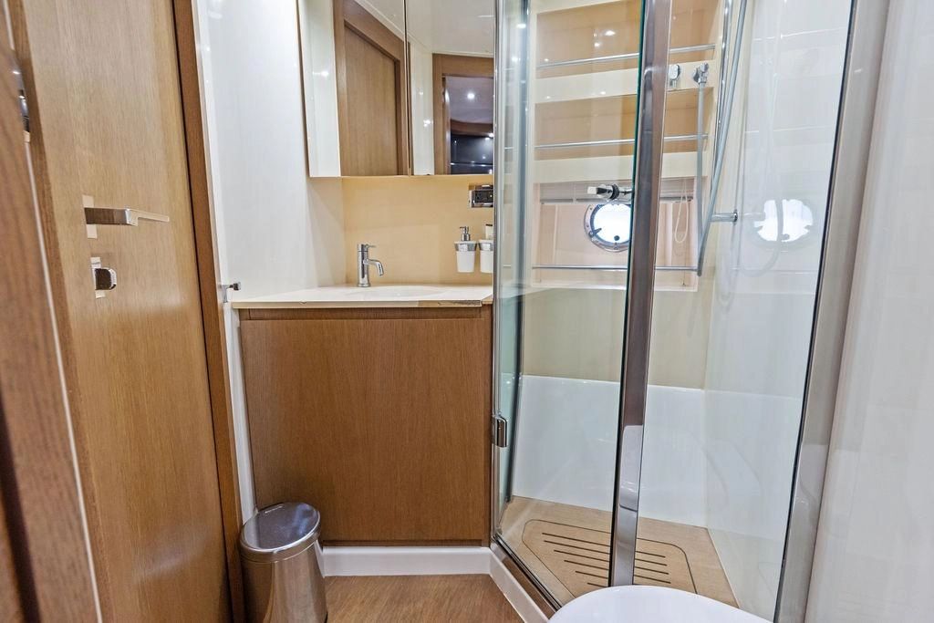 Luxurious bathroom on the Azimut Atlantis 48 yacht, year 2013.