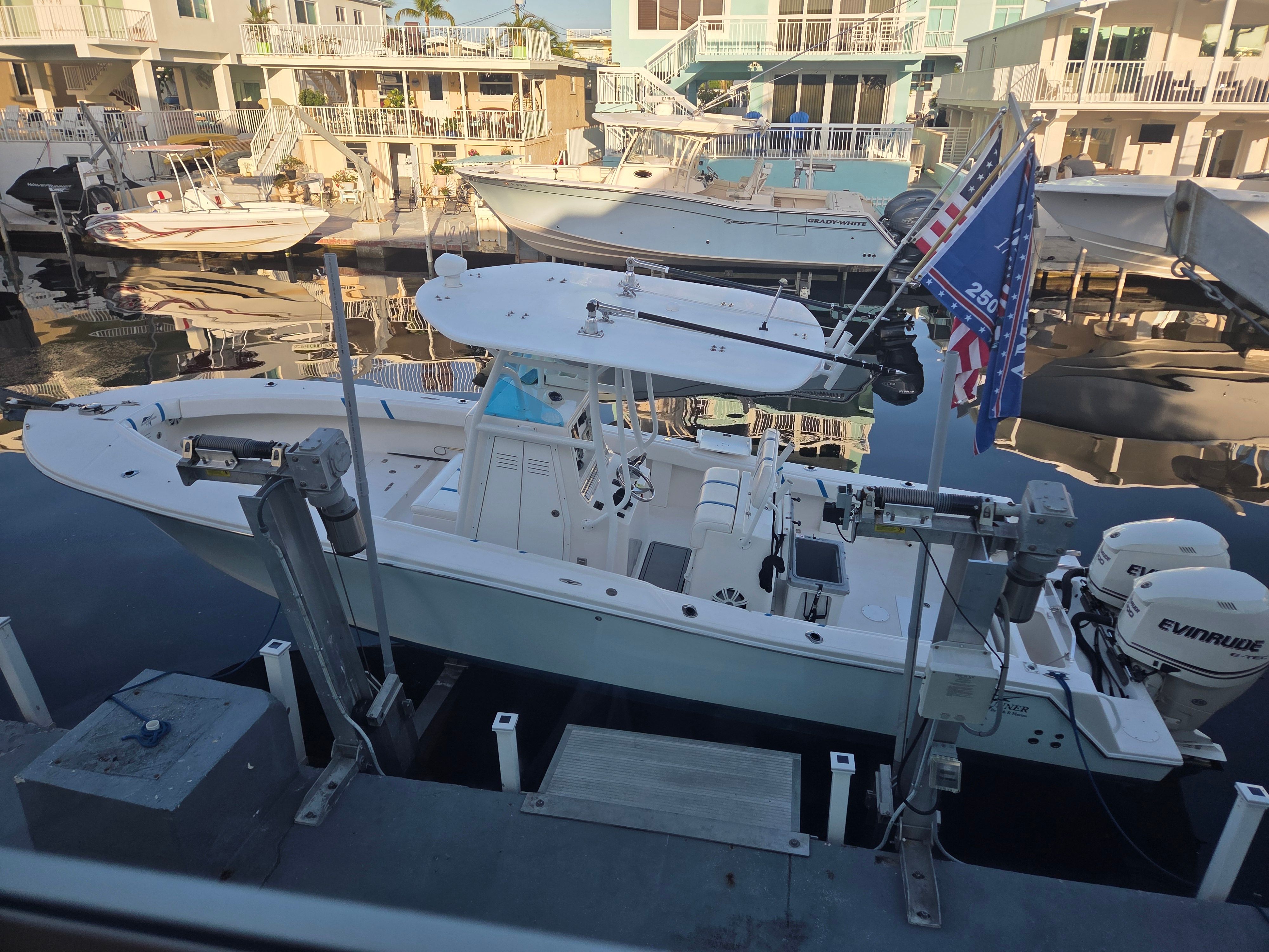 Ocean Runner 29 boat docked, 2012 model.
