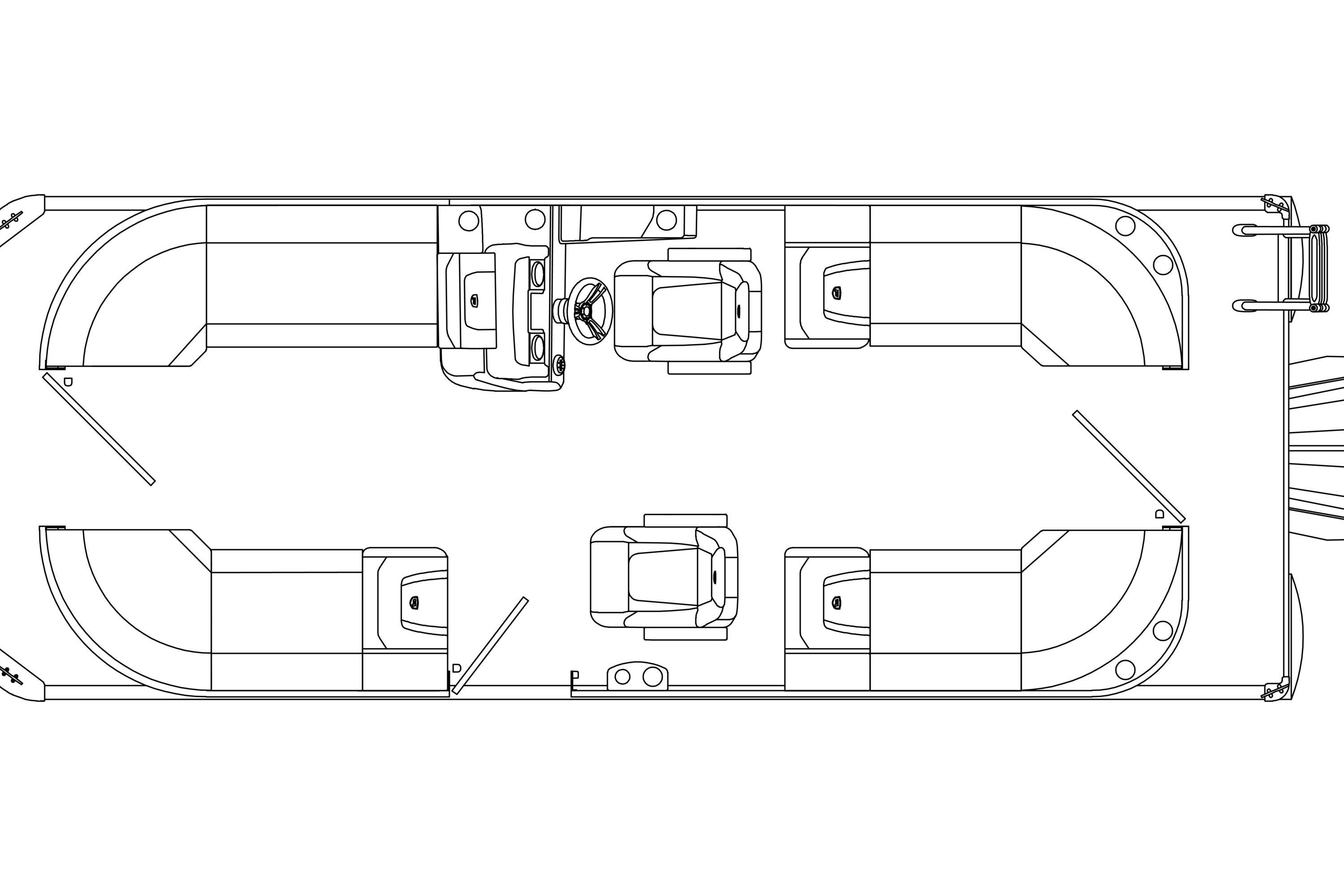 Top view schematic of 2026 Premier 220 Sunscape RF boat layout.