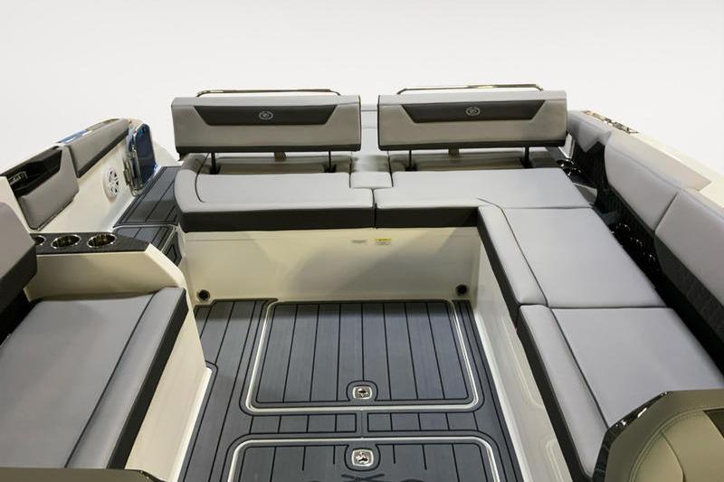 2026 Cobalt R31 boat interior with sleek seating and modern design.
