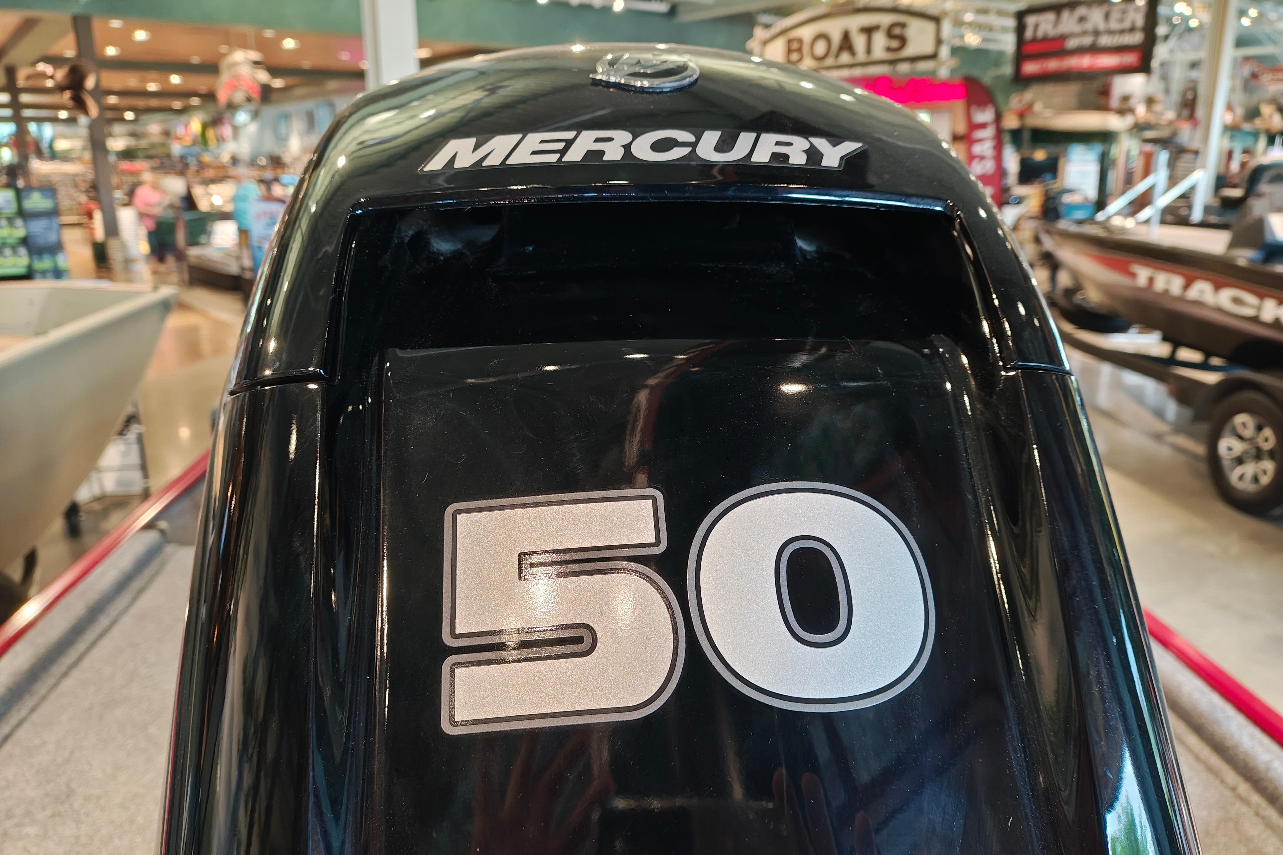 Mercury 50 horsepower engine on 2026 Tracker Bass Tracker Classic XL boat.