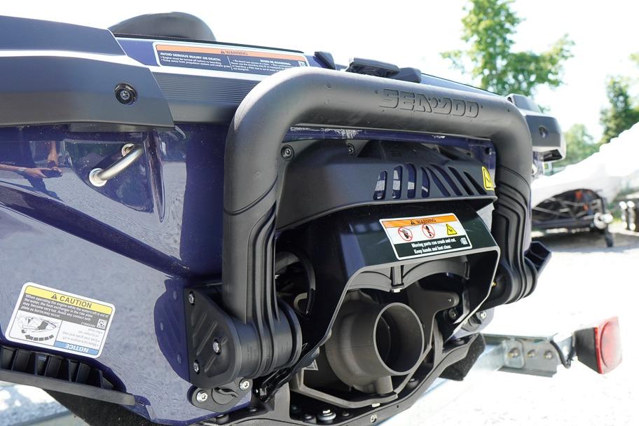 2026 Sea-Doo GTX 170 rear view showcasing engine and exhaust details.
