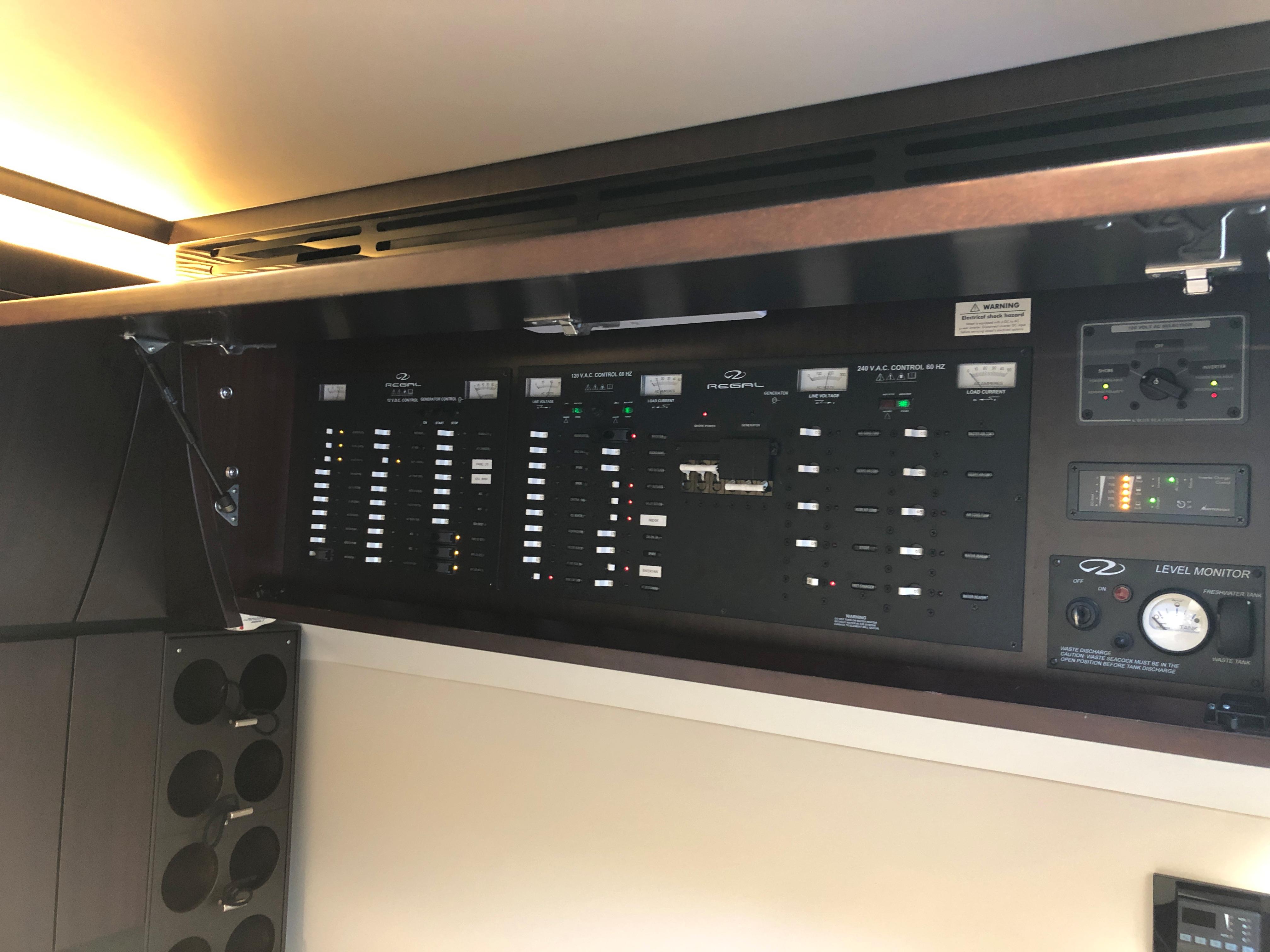 Control panel inside a 2017 Regal 53 Sport Coupe yacht.