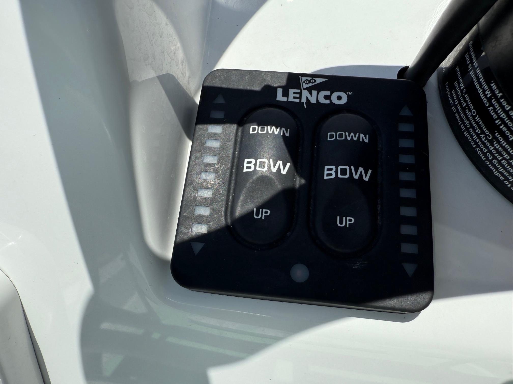 Lenco trim tab control panel on 2023 Shallow Sport 24 Sport boat.