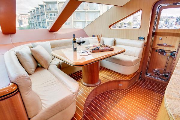Luxurious interior of Horizon 82’ Cockpit Motoryacht, year 2006.