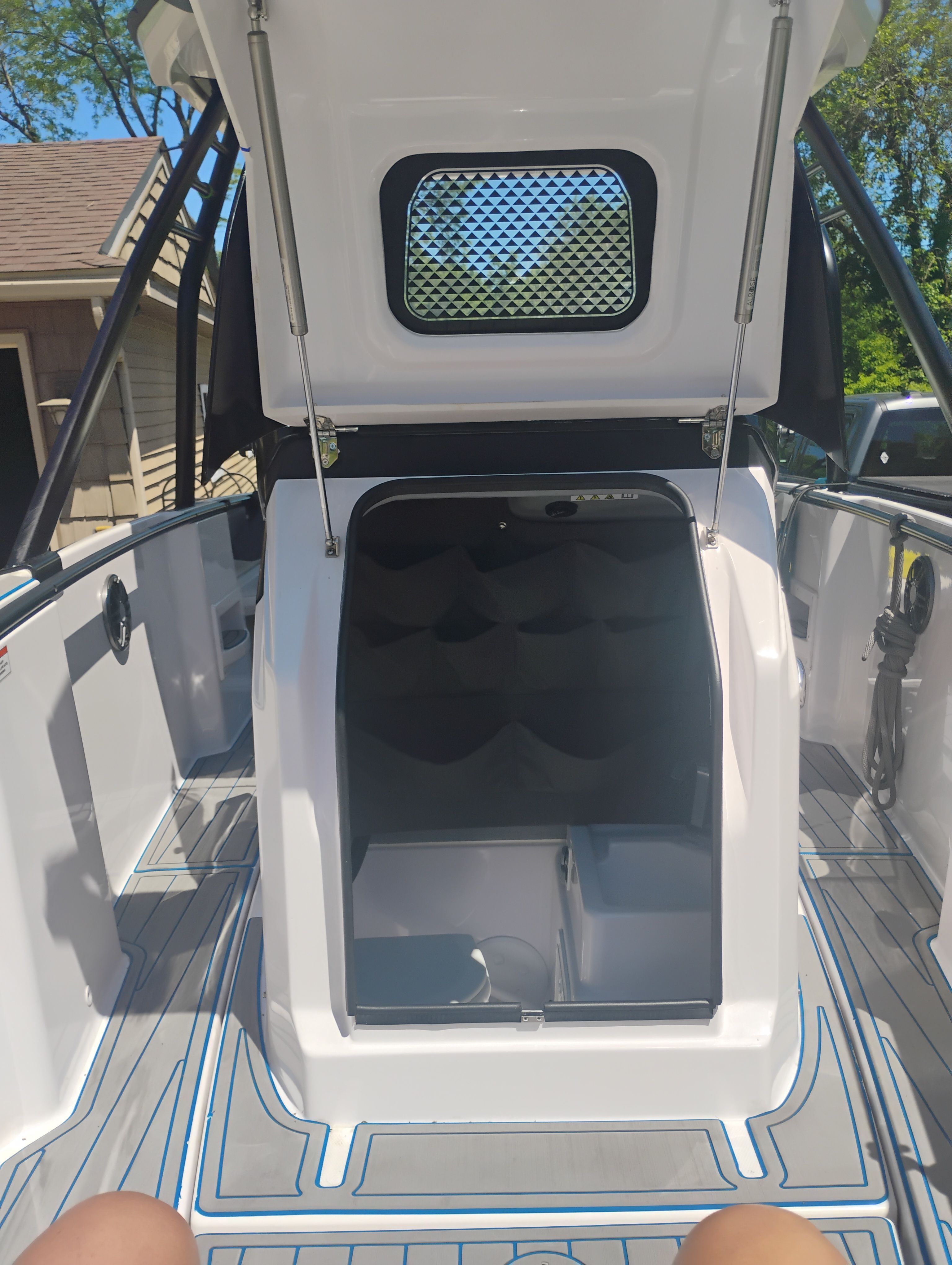 Interior view of Axopar 22 T-Top boat, 2022 model.