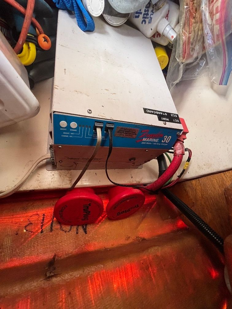 Marine battery charger in a 1997 Donzi 275LXC boat.