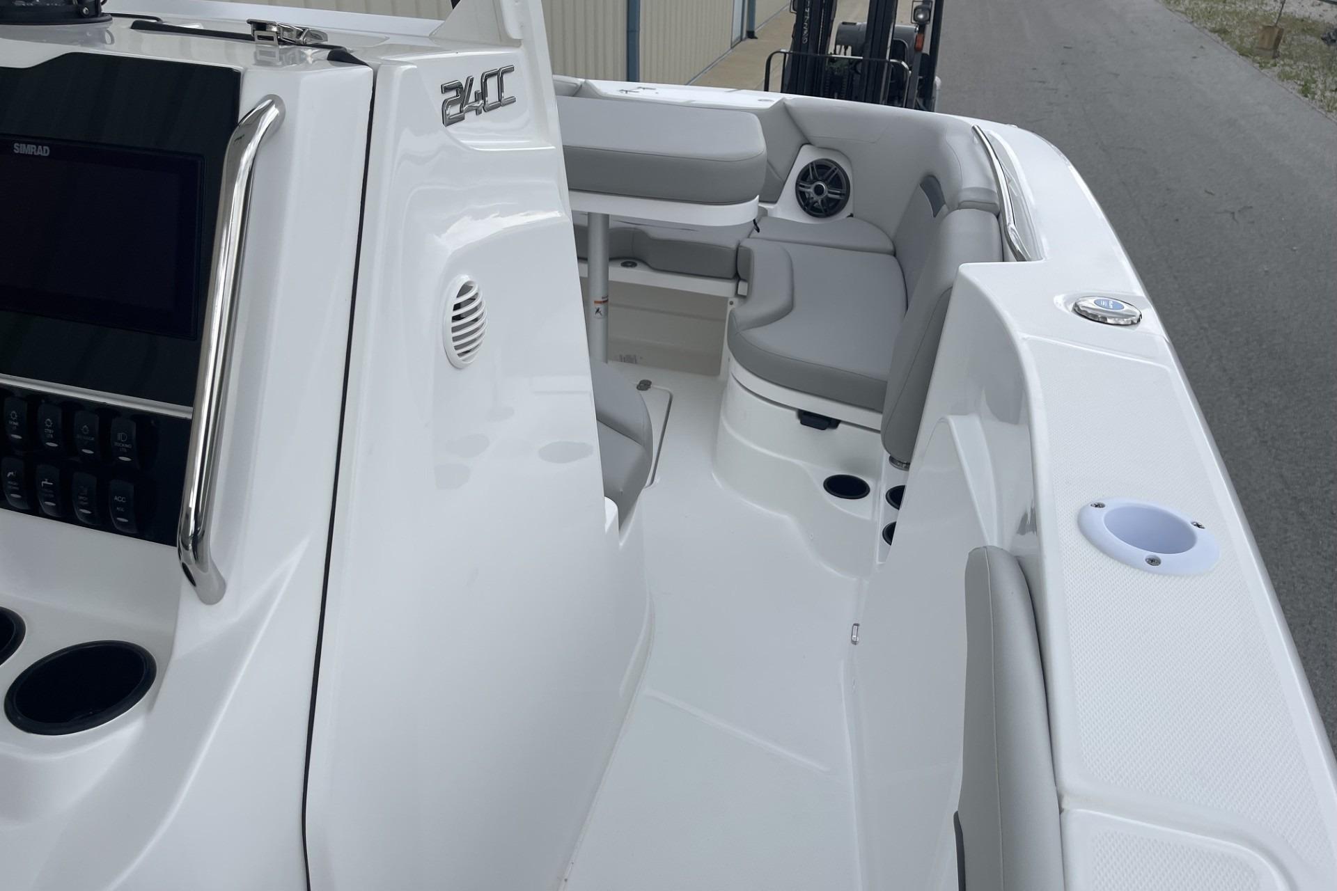 2026 Hurricane Center Console 24 OB boat interior with seating and control panel.