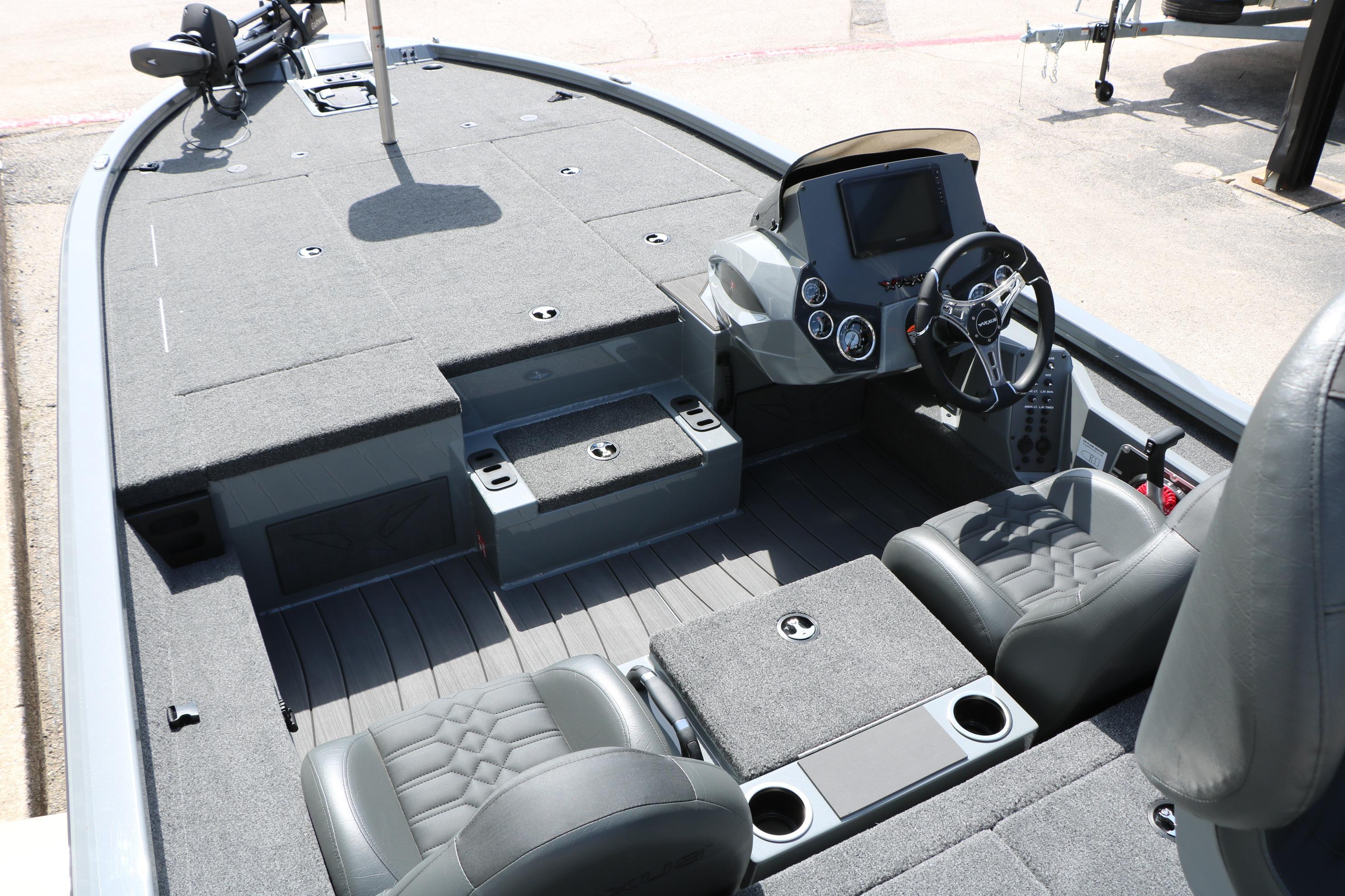 2026 Vexus AVX1980 boat interior with modern dashboard and seating.