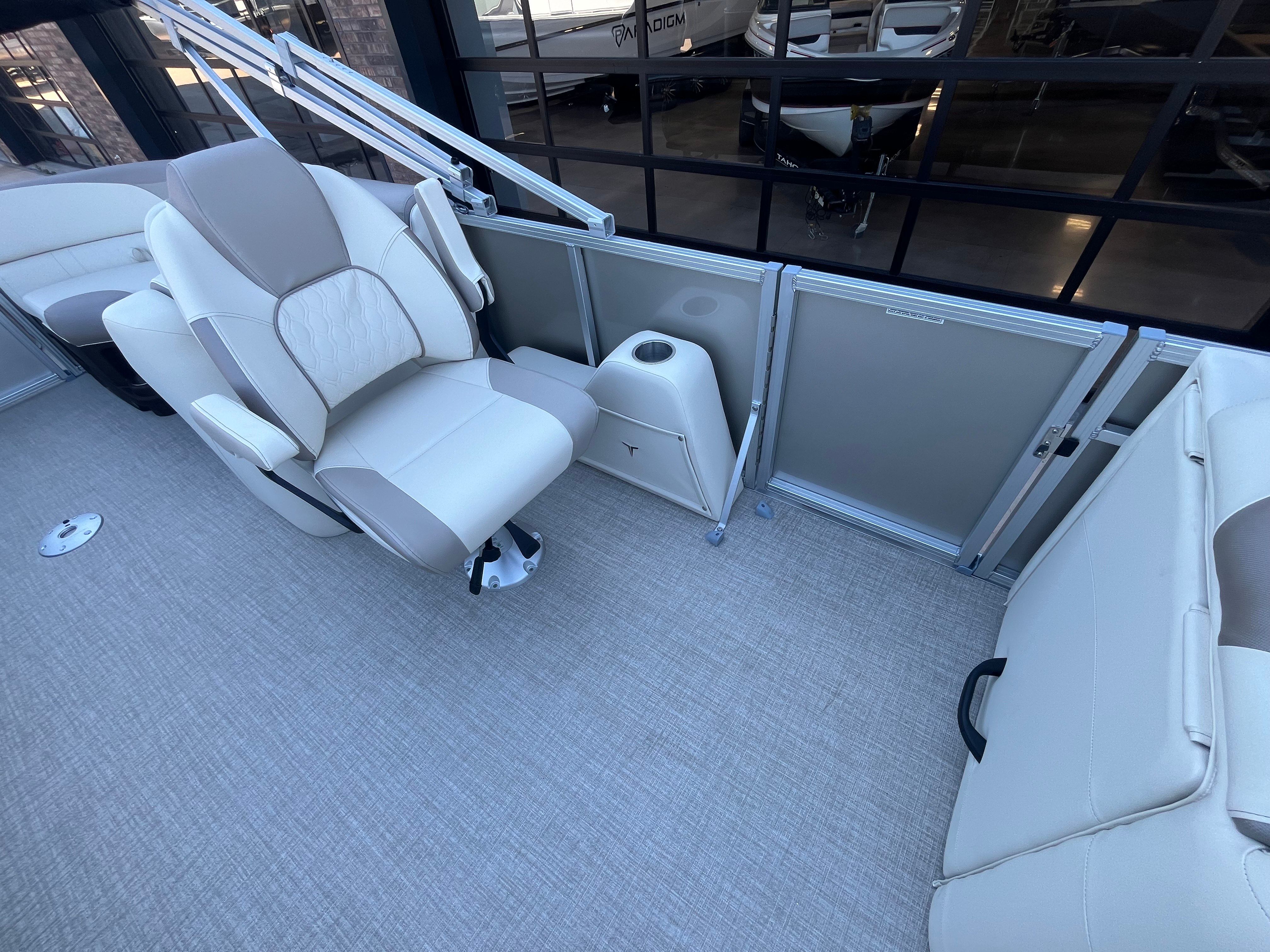 Interior of 2026 Tahoe 2385 LTZ Quad Lounger boat.